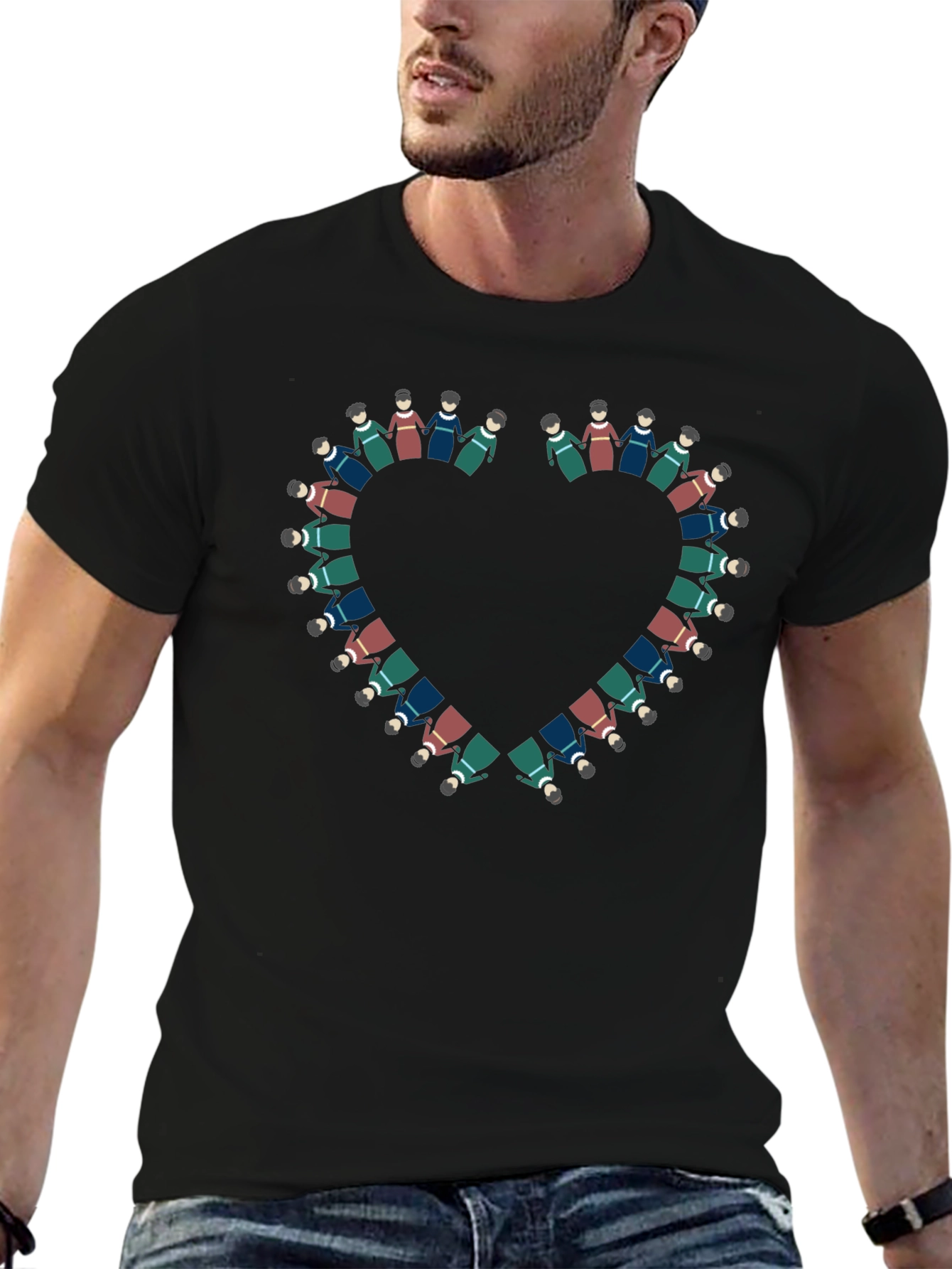 Heart of People T-Shirt - Black Cotton