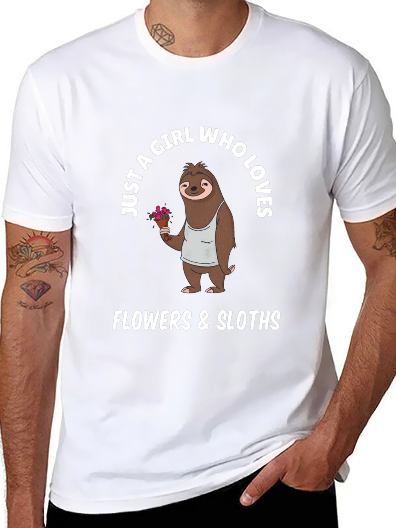 Girl Who Loves Flowers & Sloths T-Shirt