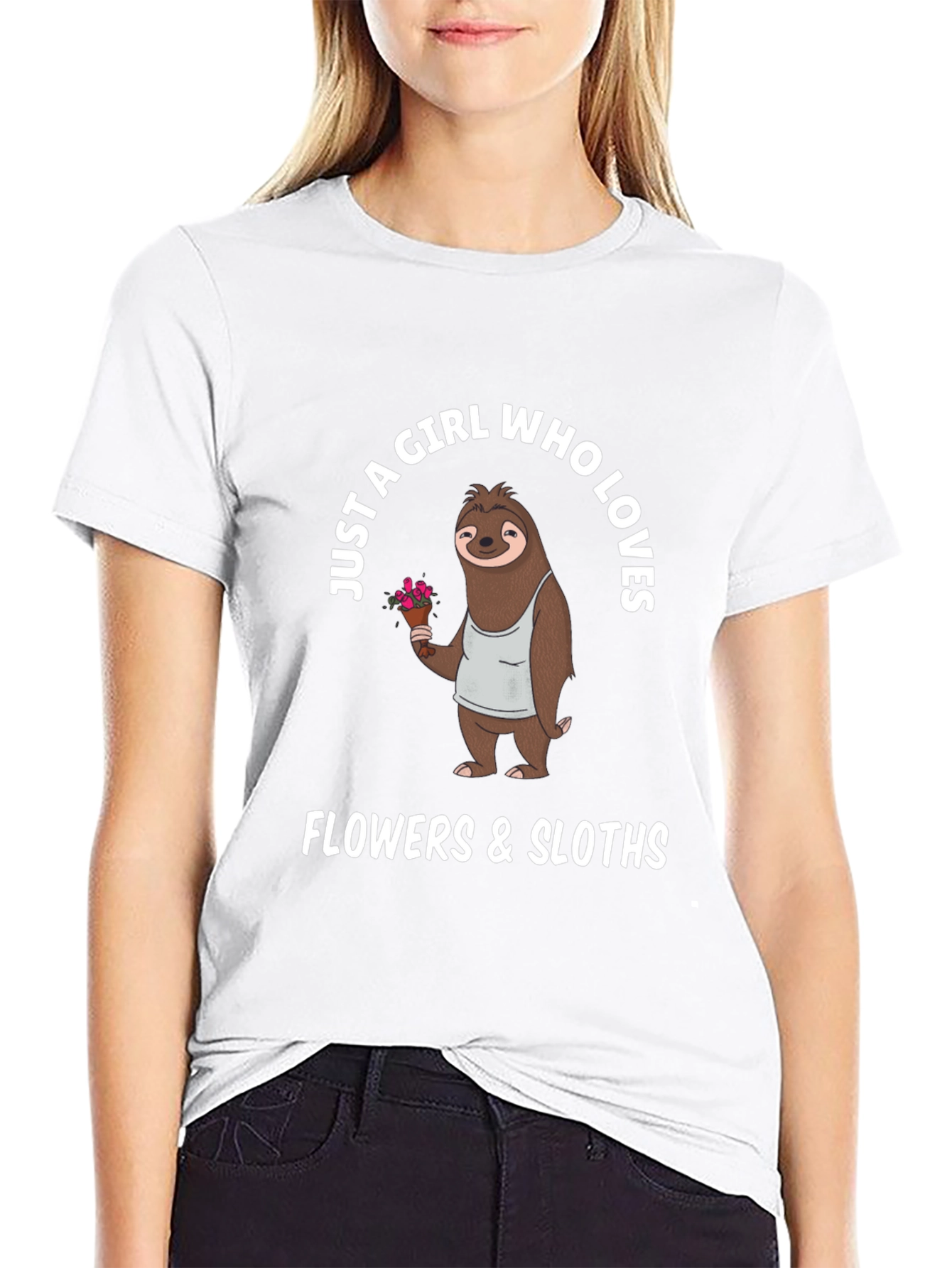 Girl Who Loves Flowers & Sloths T-Shirt