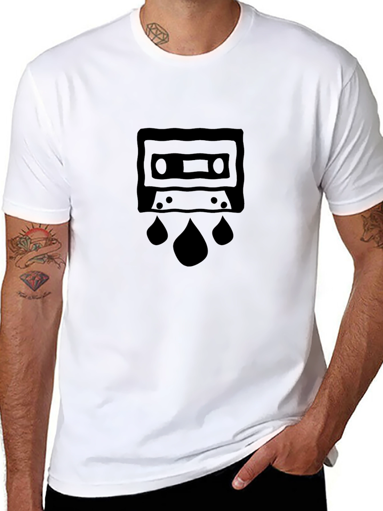 Retro Cassette Tape Graphic T-Shirt - Black