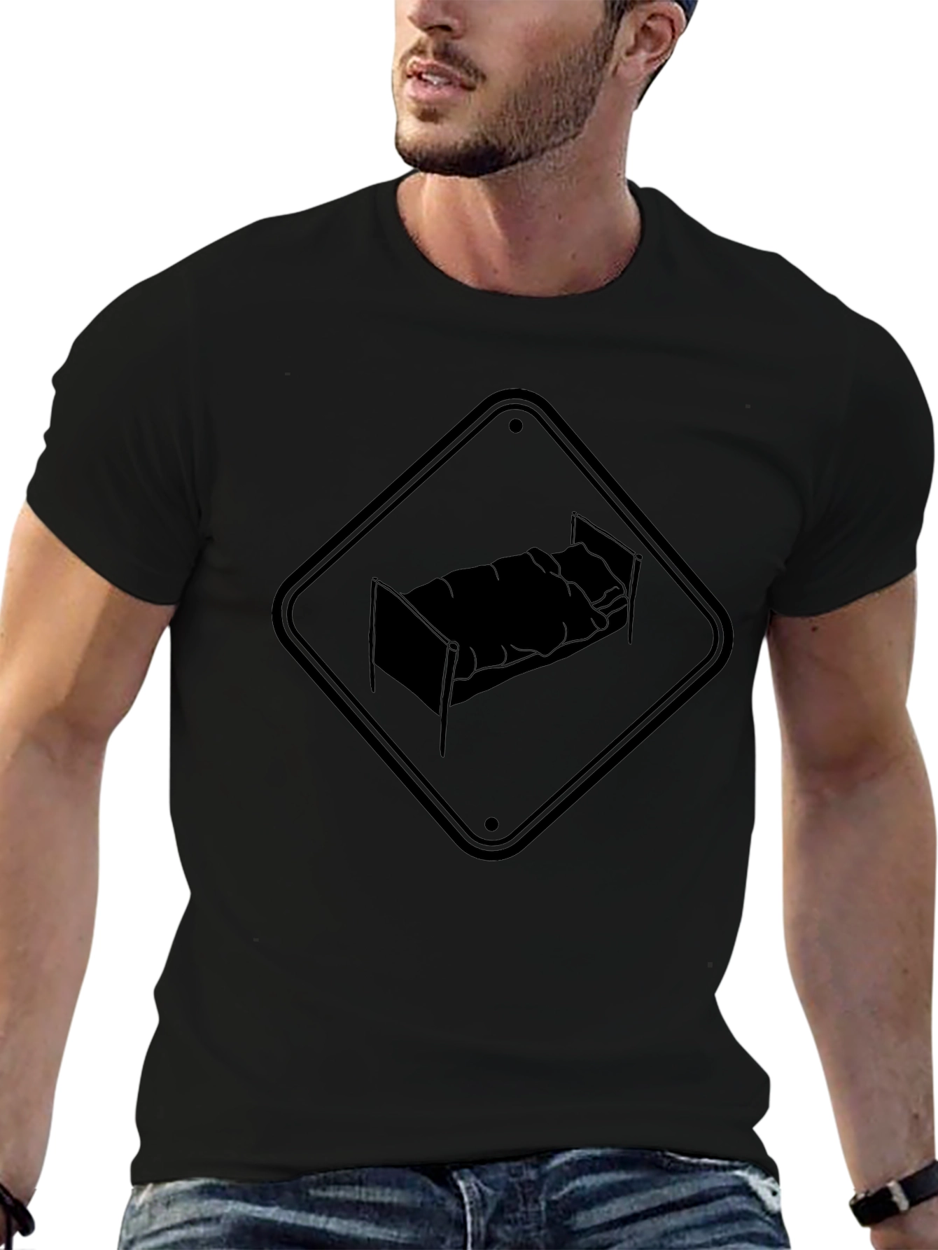 Black Bed Crossing Sign Graphic Tee