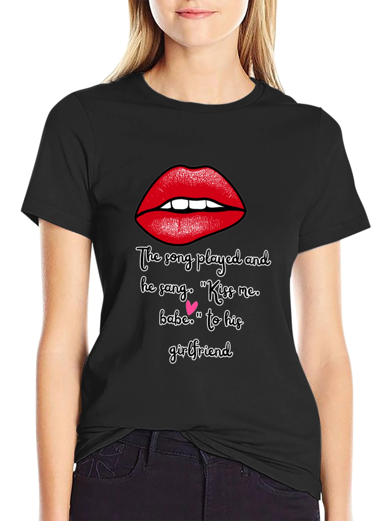 Kiss Me Lips Graphic T-Shirt - Song Lyric Tee