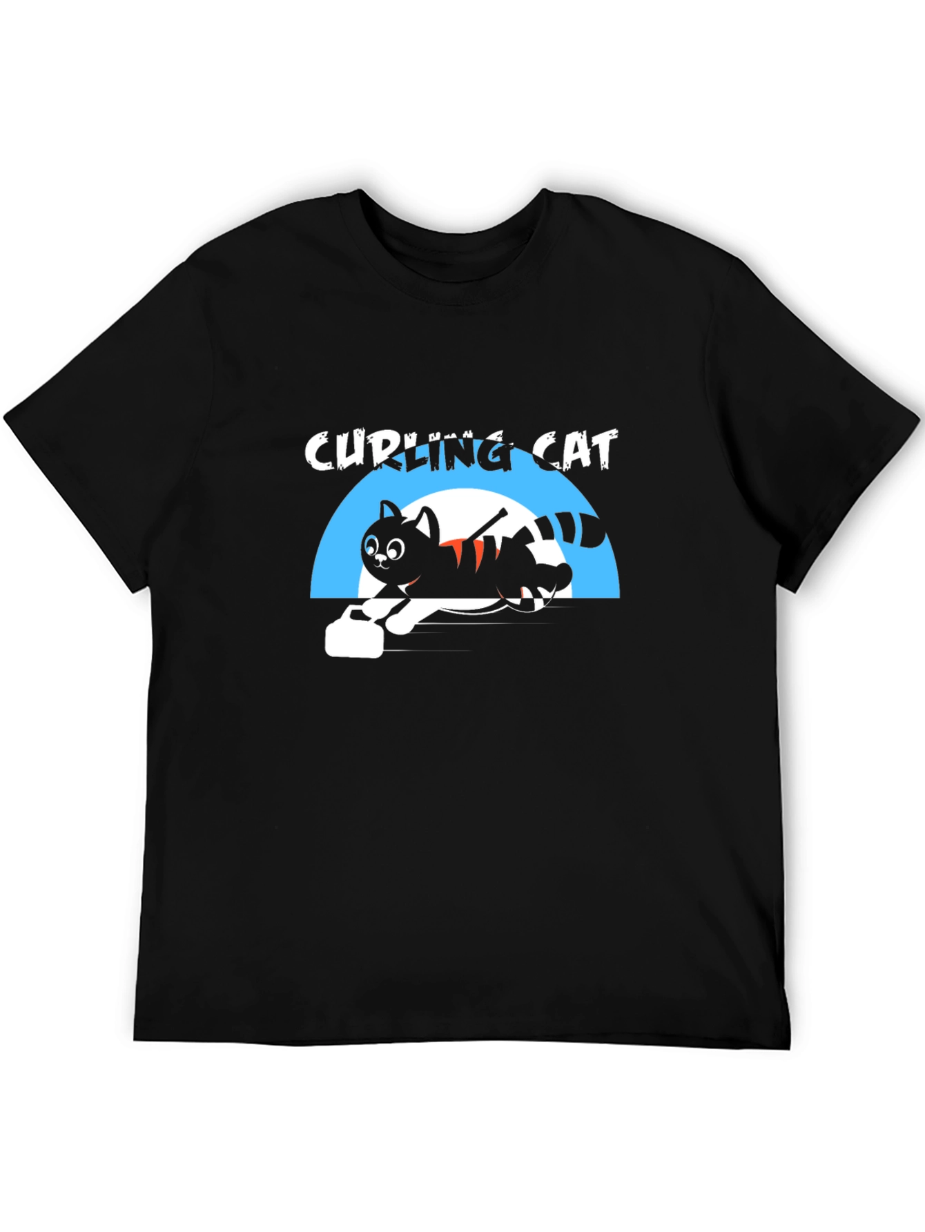 Curling Cat T-Shirt - Unique Graphic Tee