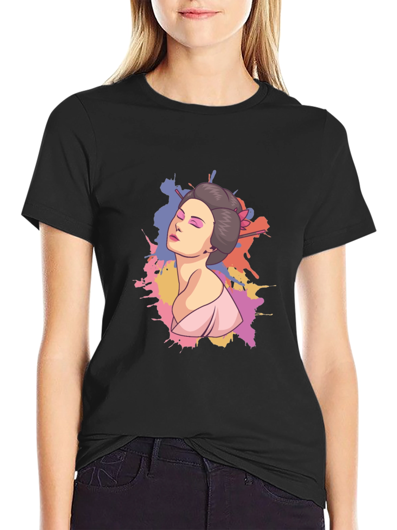 Geisha Graphic Black T-Shirt