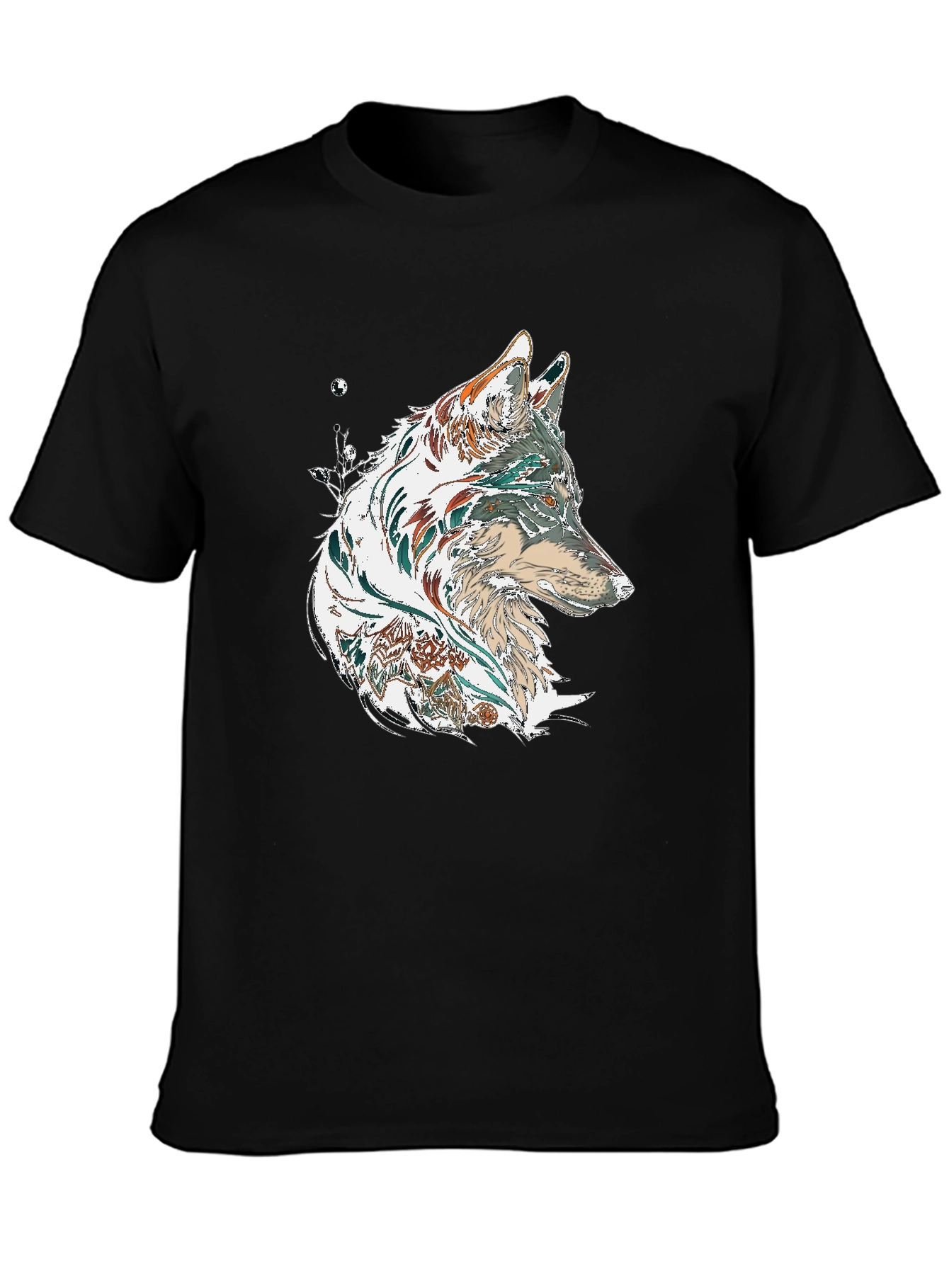 Wolf Graphic Print Black T-Shirt