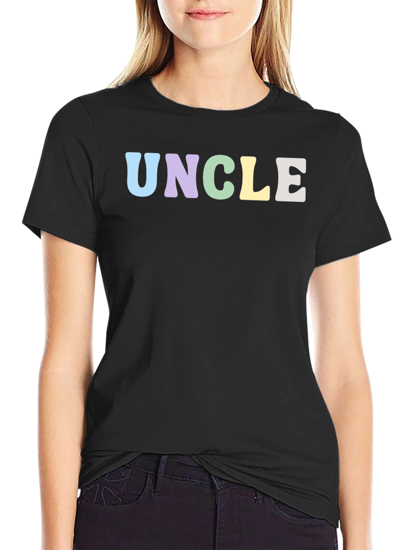 Pastel Uncle T-Shirt - Black Crew Neck