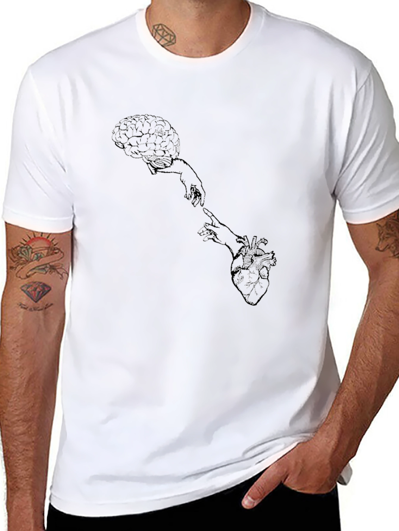 Brain & Heart Connection T-Shirt - Black Cotton
