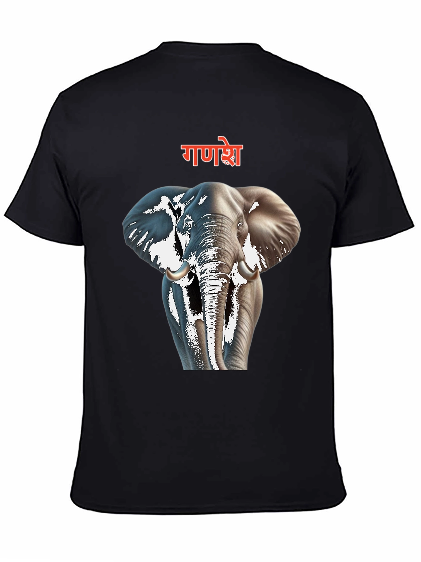 Ganesh Elephant Graphic Black T-Shirt