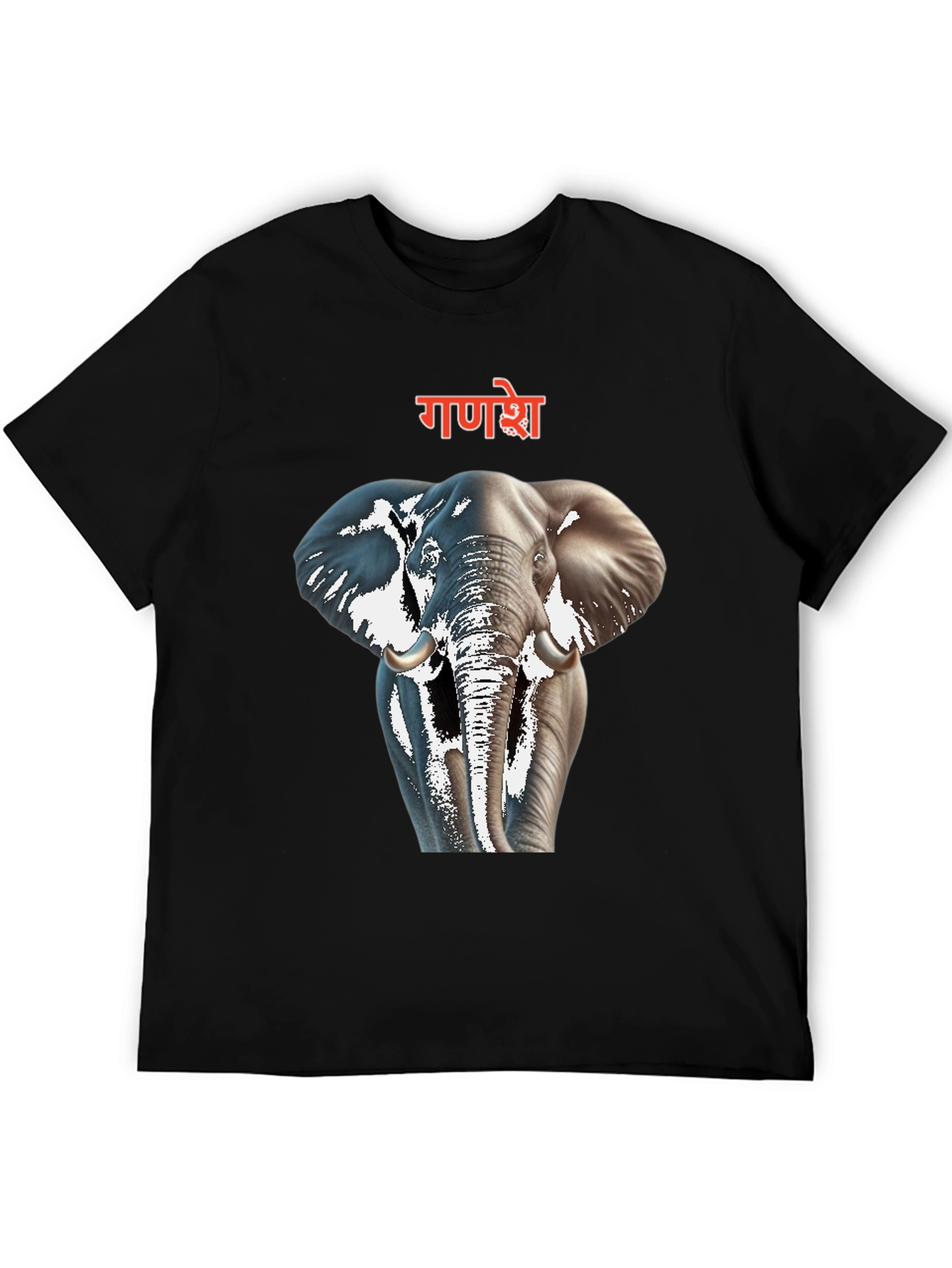Ganesh Elephant Graphic Black T-Shirt