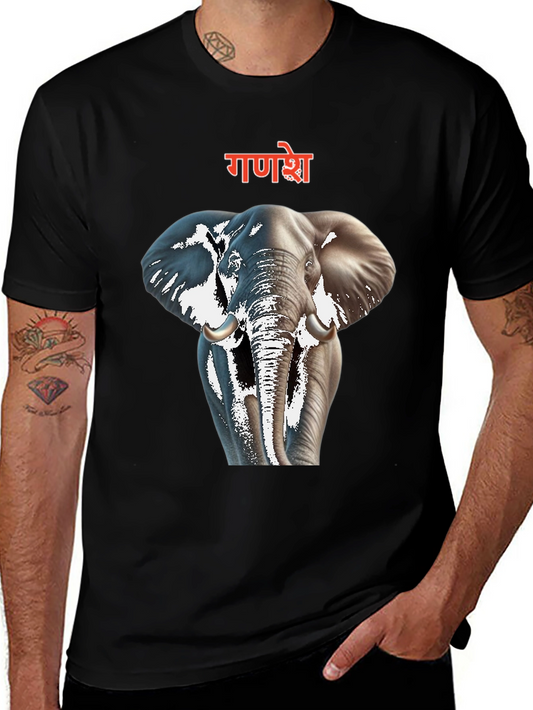 Ganesh Elephant Graphic Black T-Shirt