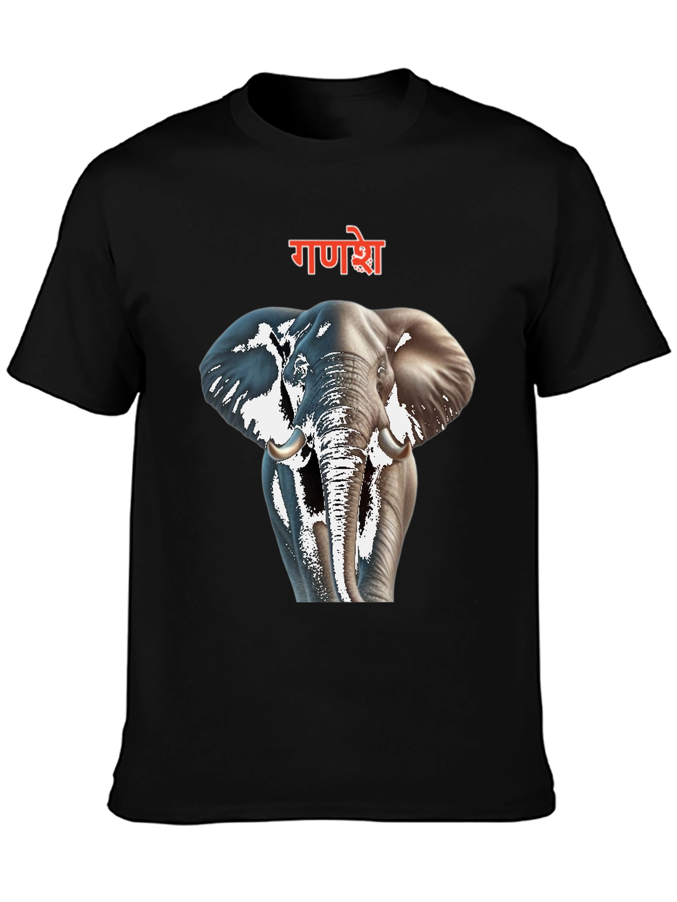 Ganesh Elephant Graphic Black T-Shirt