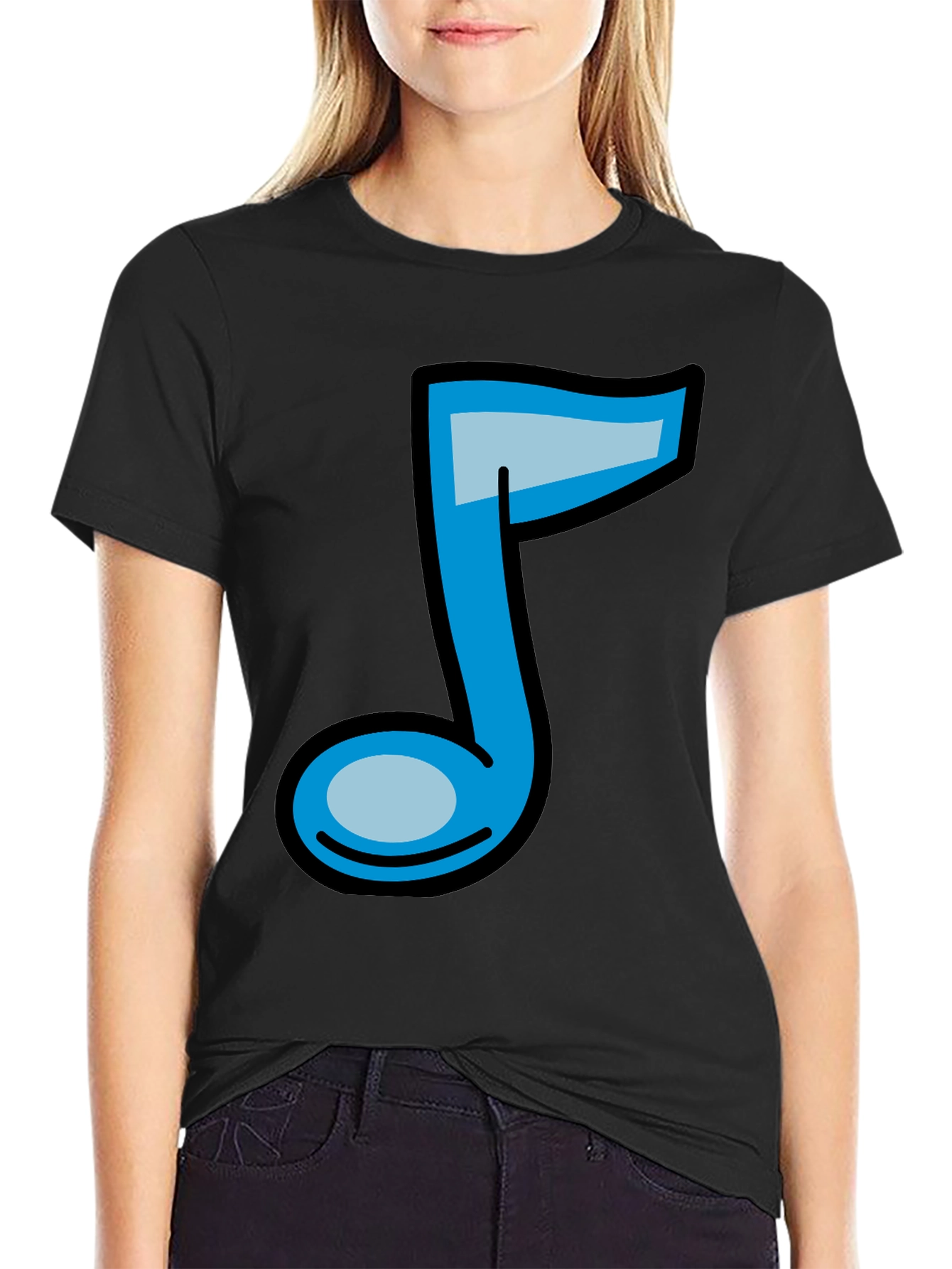 Musical Note Graphic Tee - Black