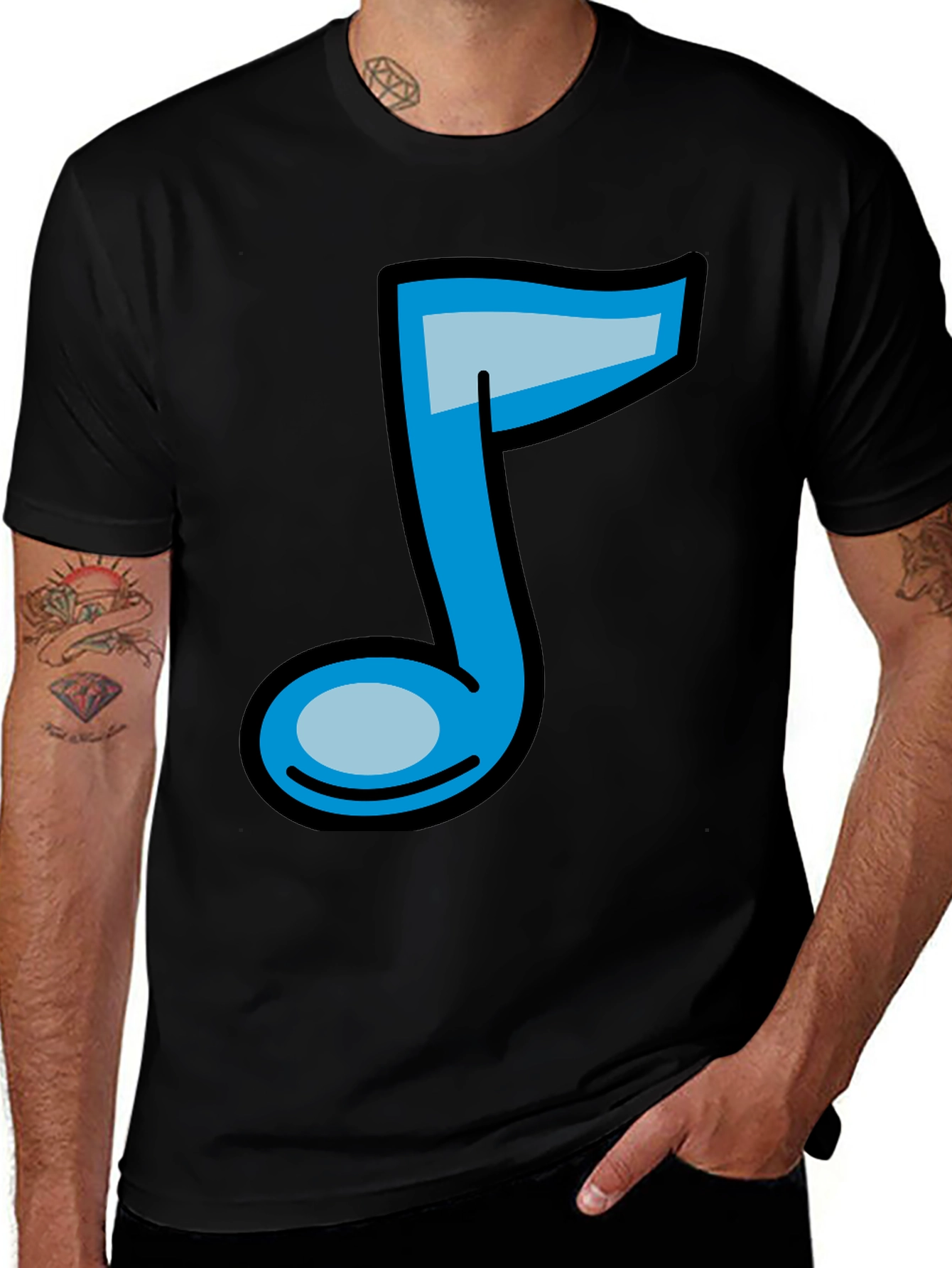 Musical Note Graphic Tee - Black
