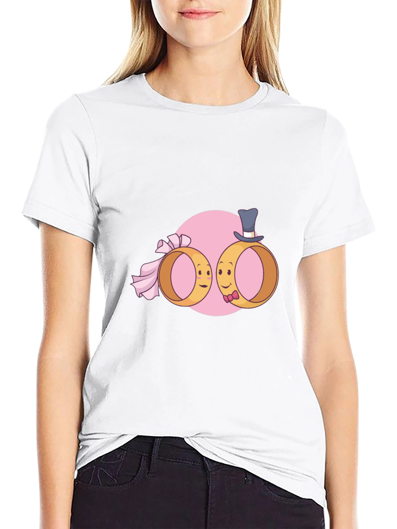 Wedding Rings Cartoon Graphic T-Shirt