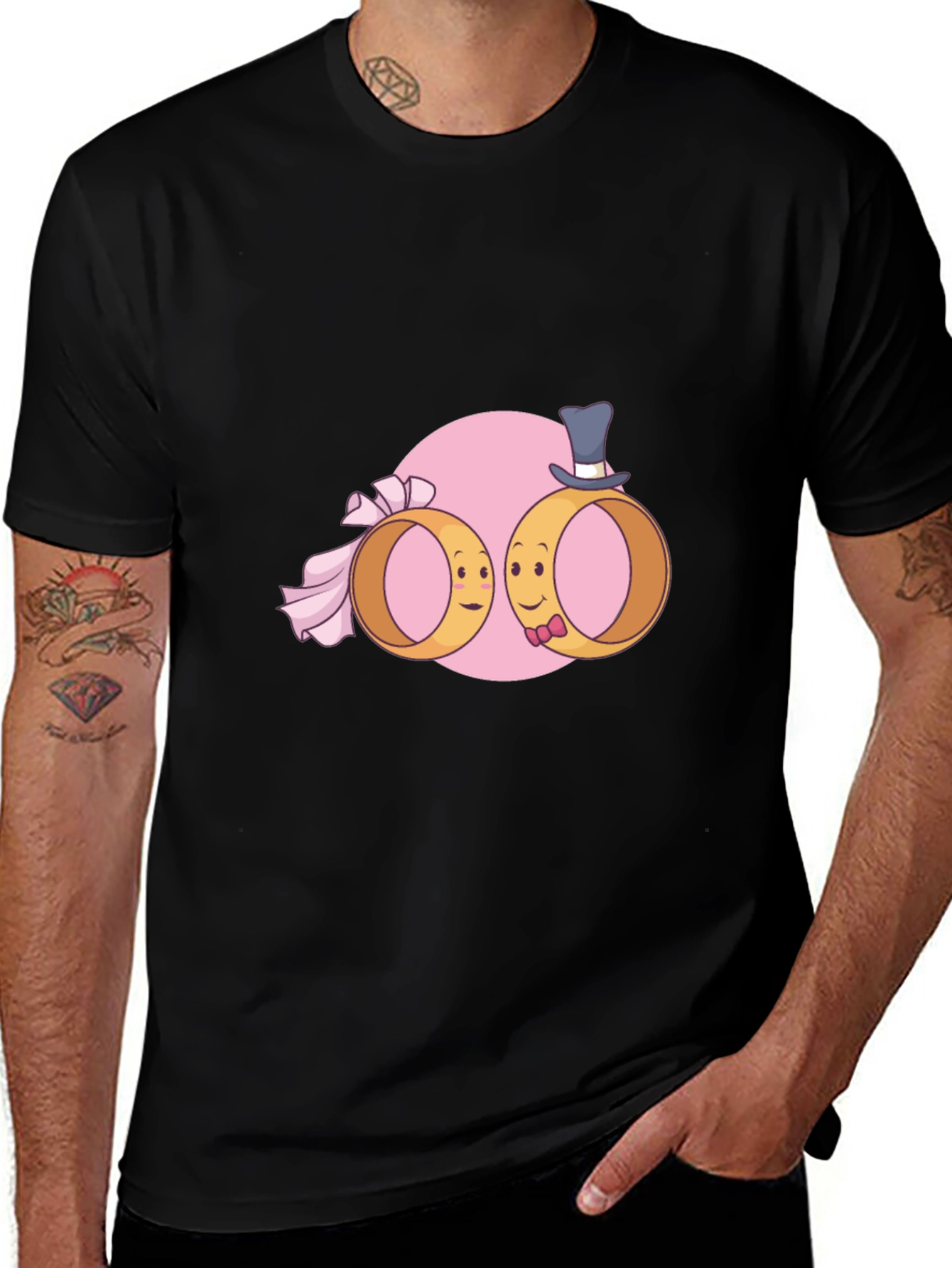 Wedding Rings Cartoon Graphic T-Shirt