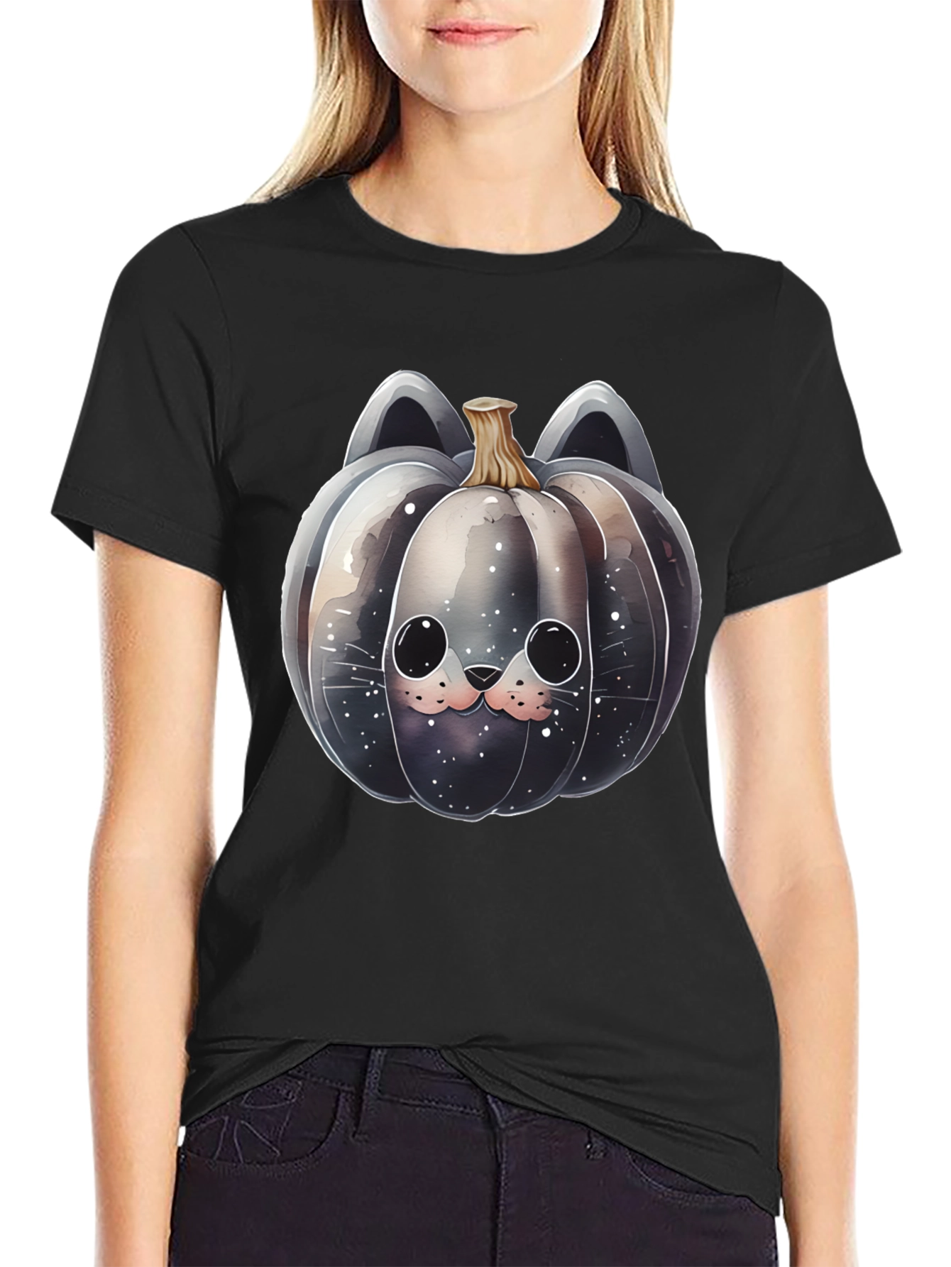 Spooky Cute Cat Pumpkin T-Shirt