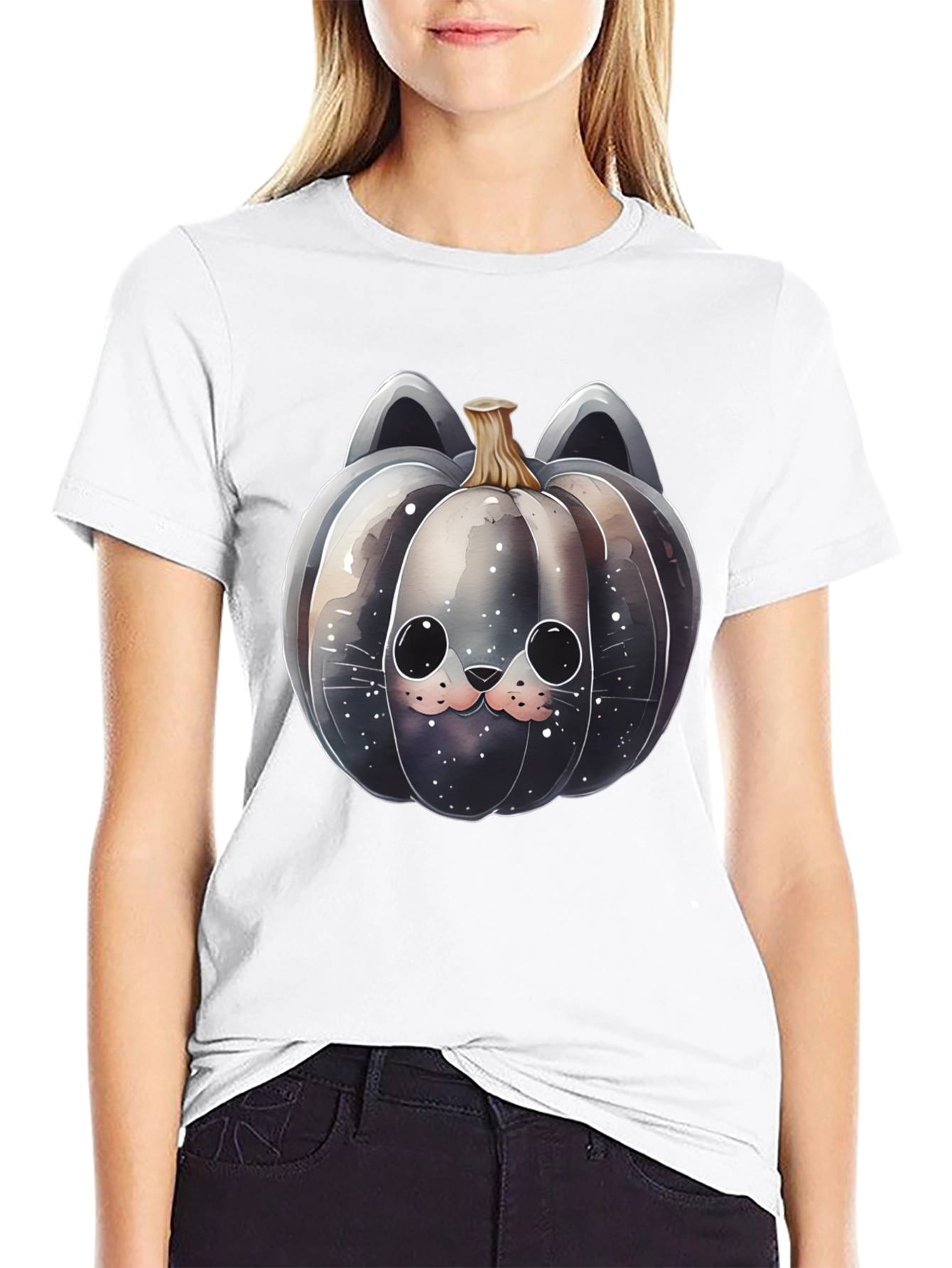 Spooky Cute Cat Pumpkin T-Shirt