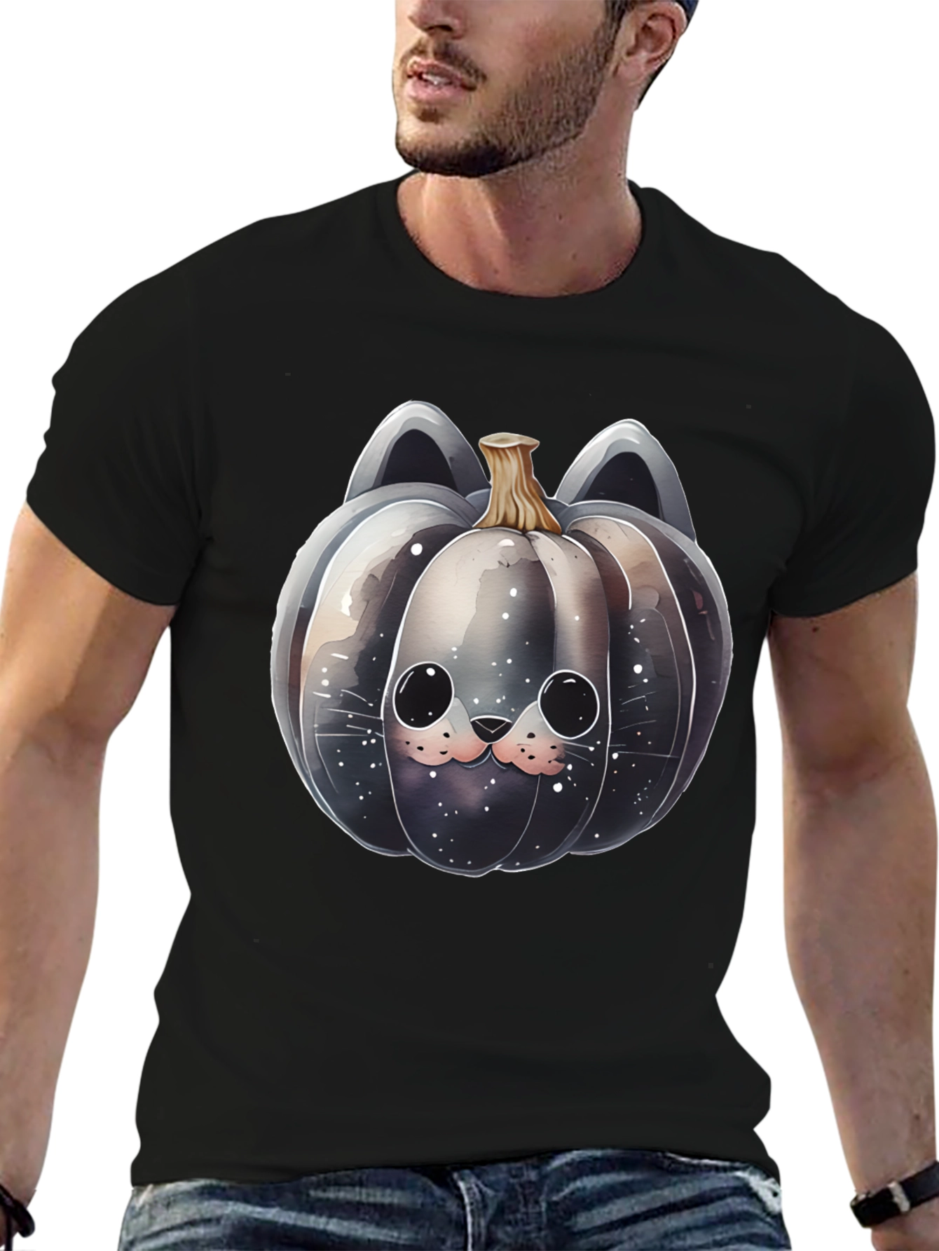 Spooky Cute Cat Pumpkin T-Shirt