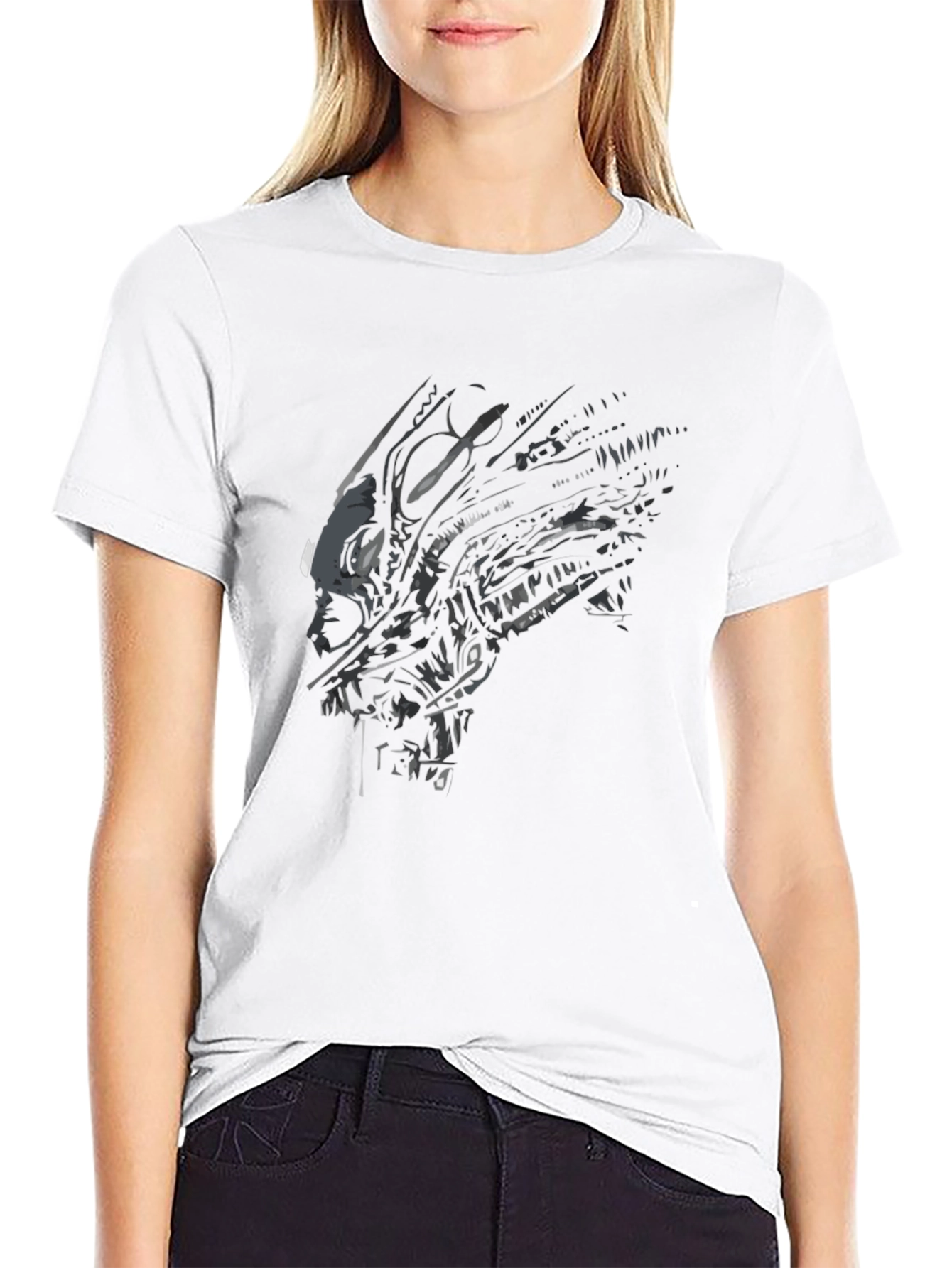 Alien Xenomorph Graphic Print Black T-Shirt