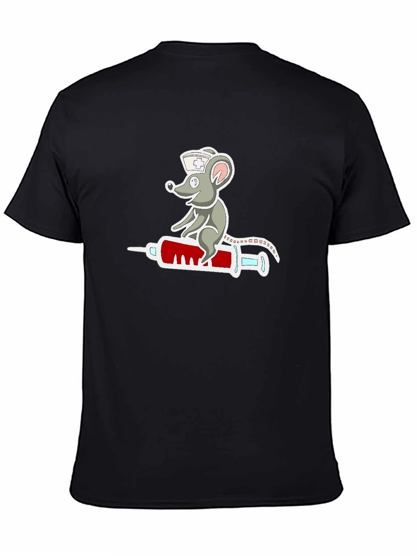 Nurse Mouse Syringe T-Shirt - Funny Cartoon Design