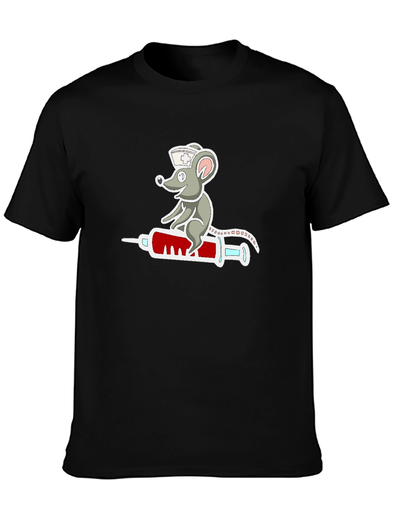Nurse Mouse Syringe T-Shirt - Funny Cartoon Design