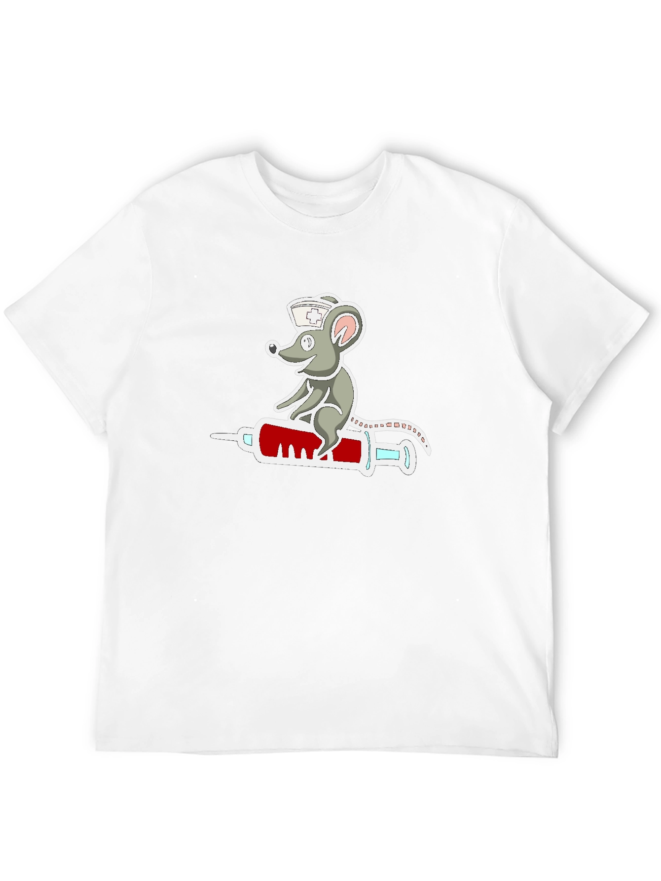 Nurse Mouse Syringe T-Shirt - Funny Cartoon Design