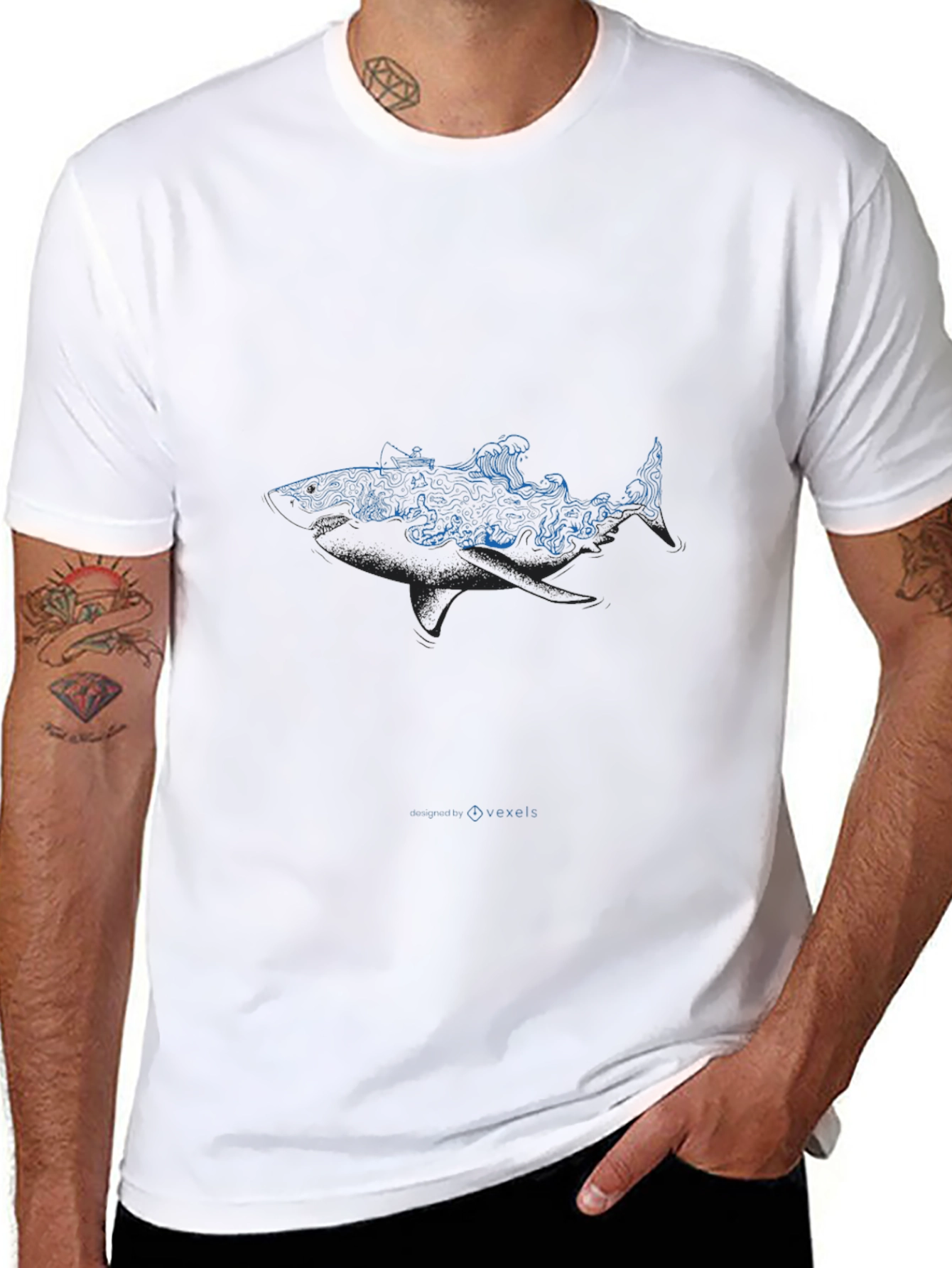 Ocean Shark Graphic Tee - Black