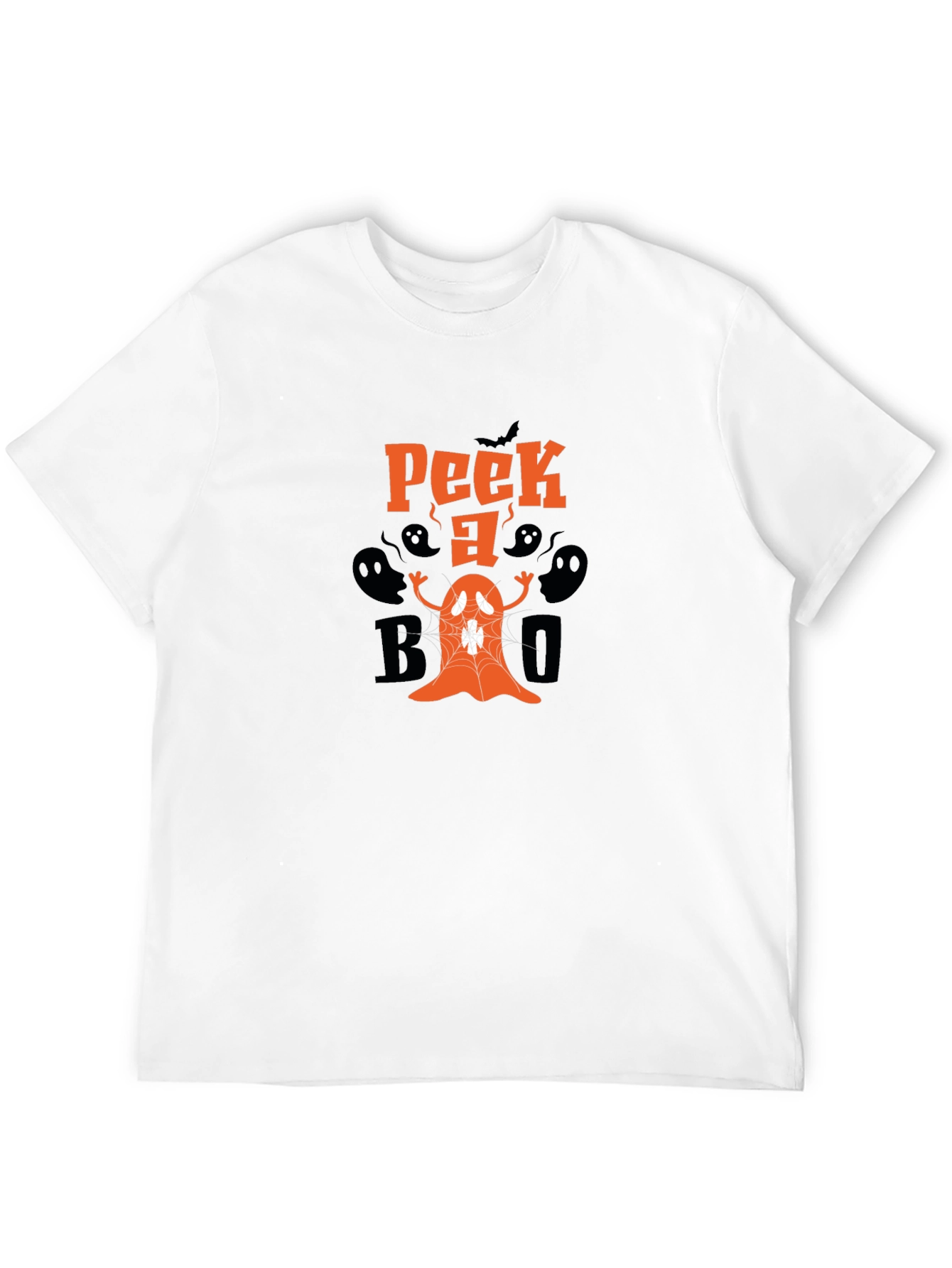 Spooky Peek-a-Boo Ghost Graphic Tee - Halloween Fun!