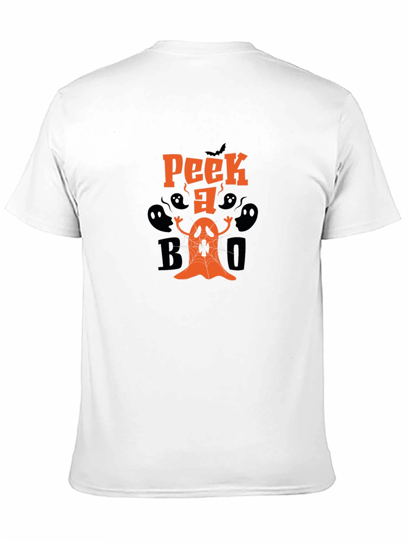 Spooky Peek-a-Boo Ghost Graphic Tee - Halloween Fun!