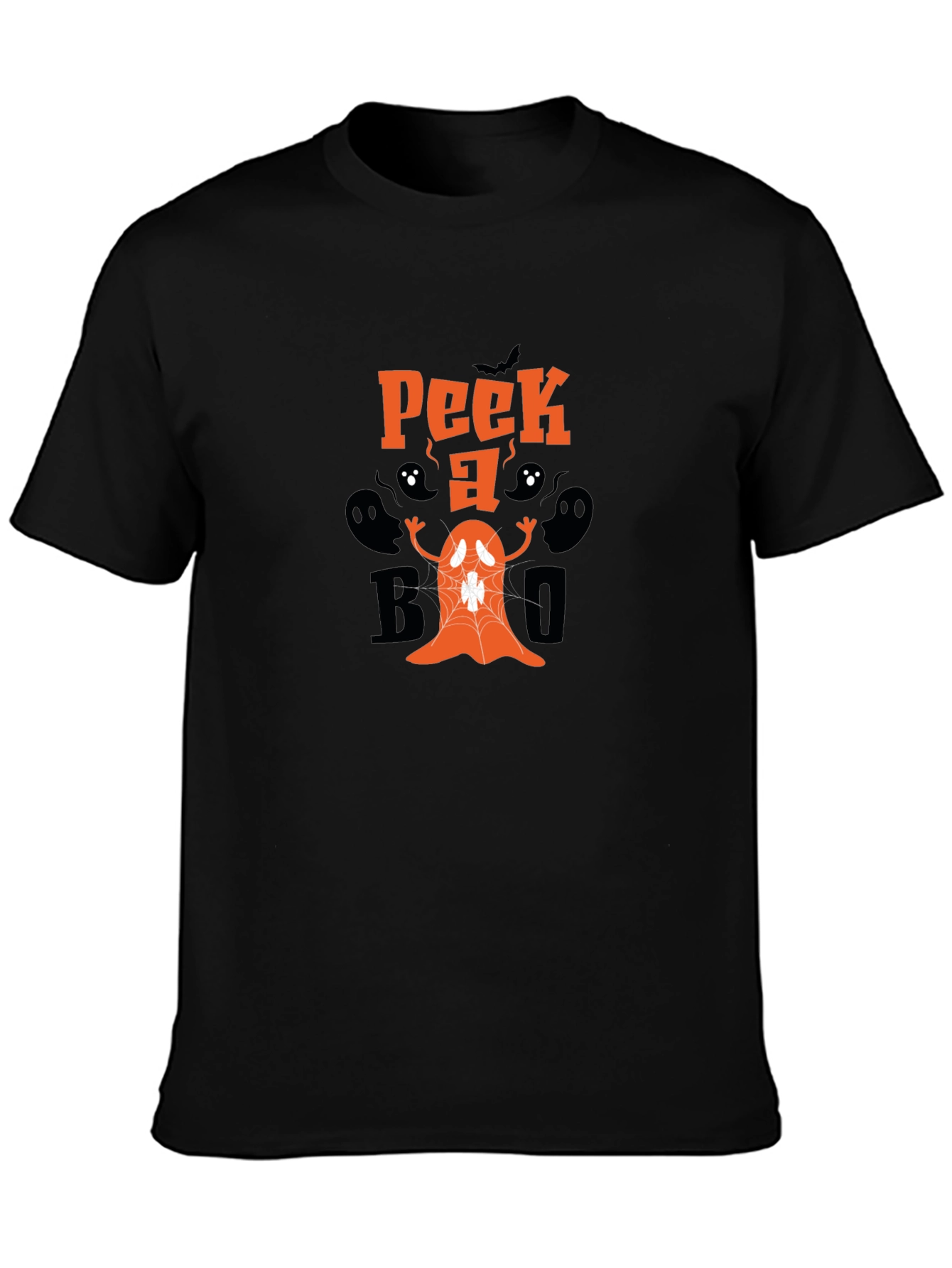 Spooky Peek-a-Boo Ghost Graphic Tee - Halloween Fun!