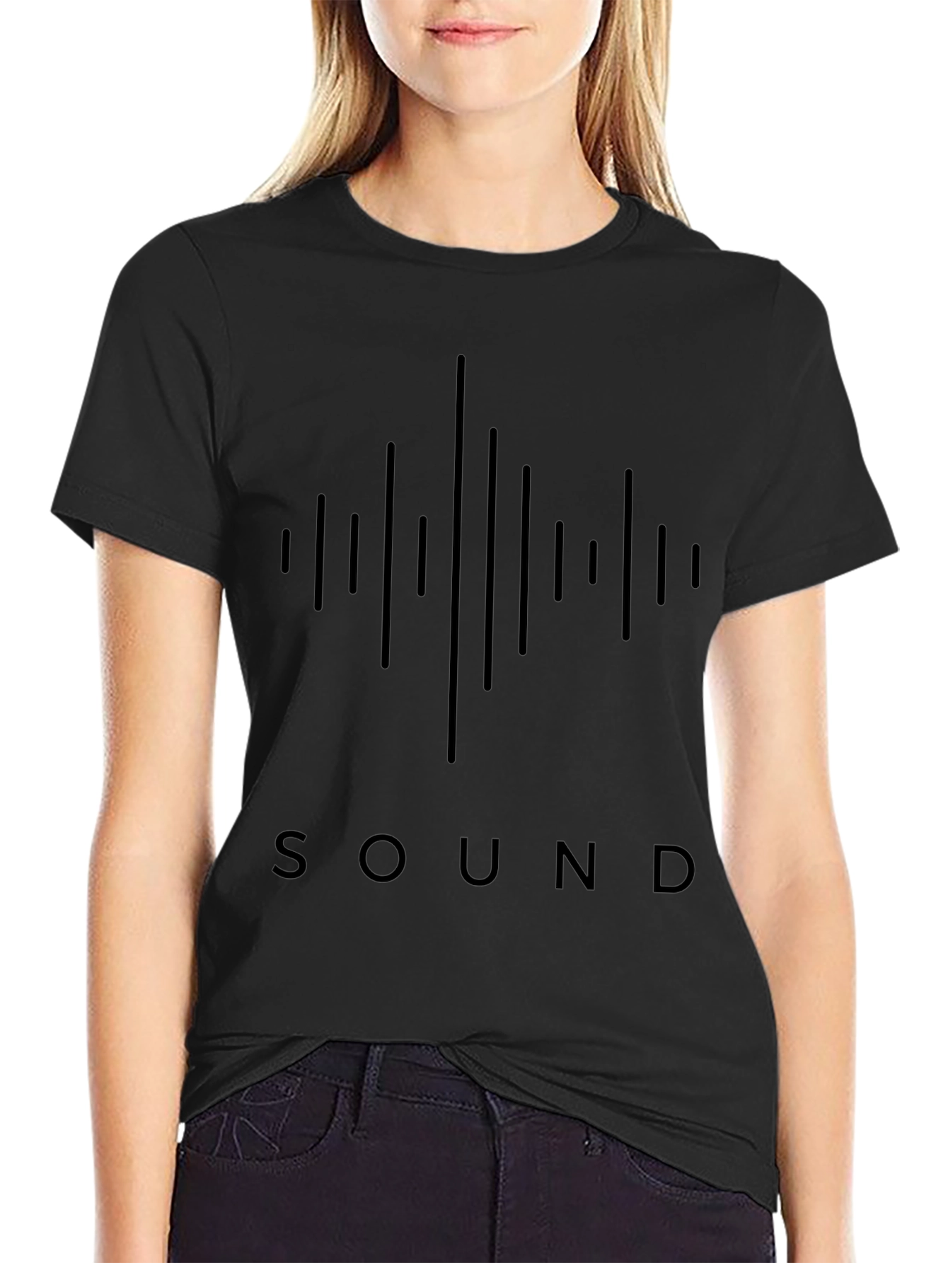 Sound Wave Graphic Tee - Stylish Black T-Shirt