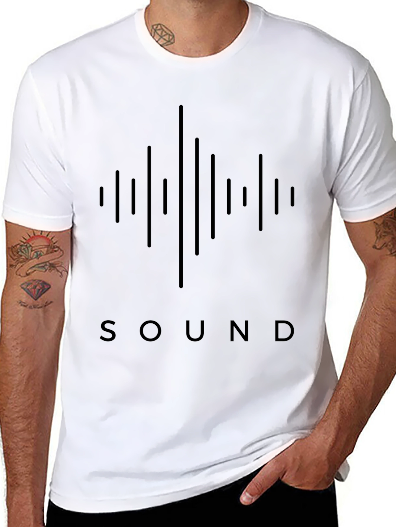 Sound Wave Graphic Tee - Stylish Black T-Shirt