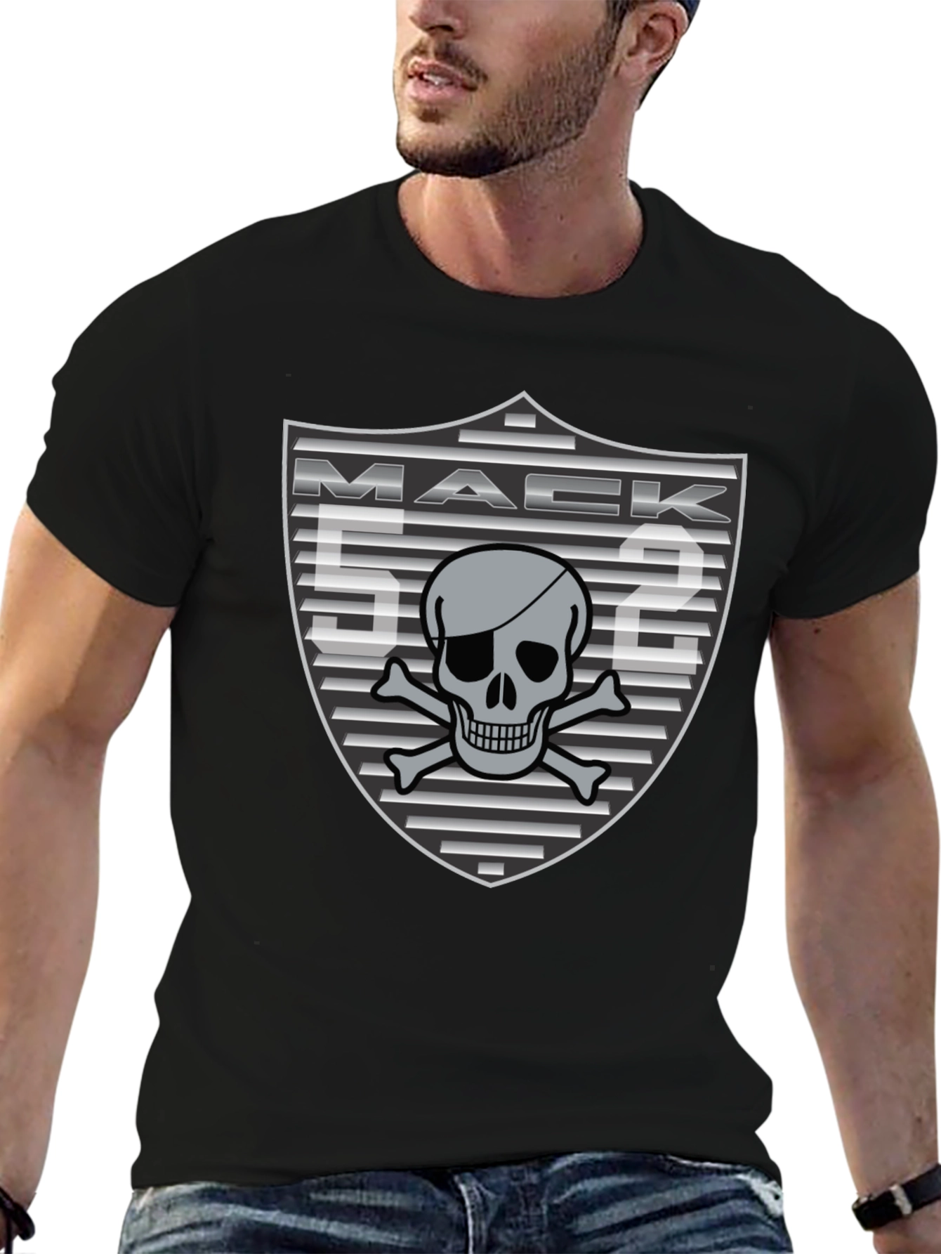 Mack 52 Skull and Crossbones Black T-Shirt