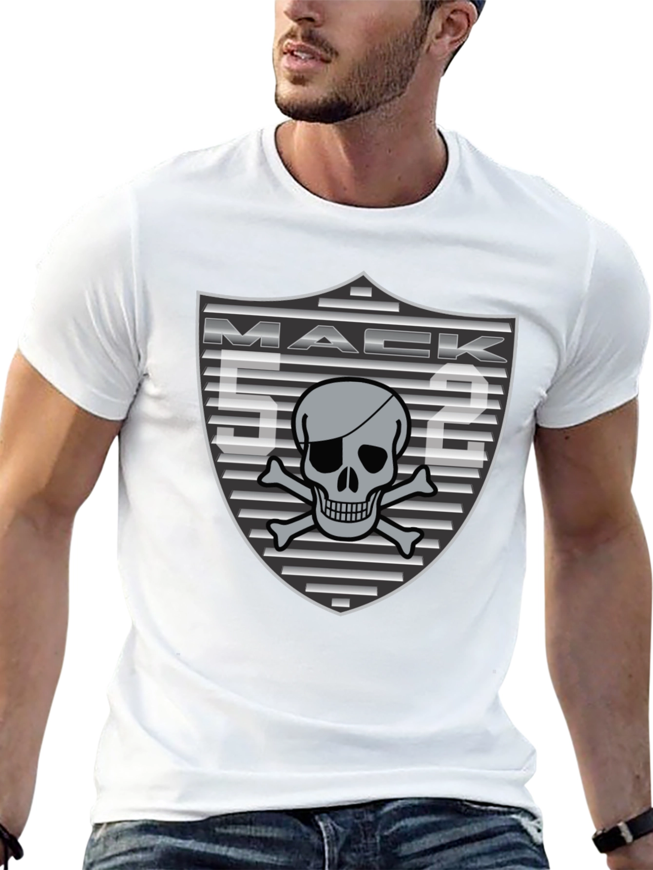 Mack 52 Skull and Crossbones Black T-Shirt