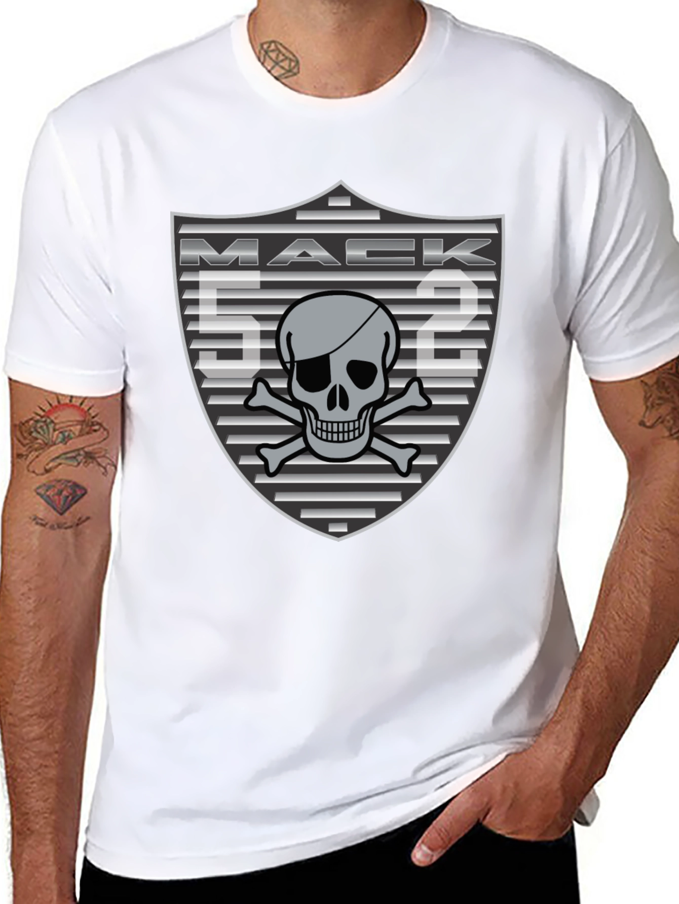 Mack 52 Skull and Crossbones Black T-Shirt