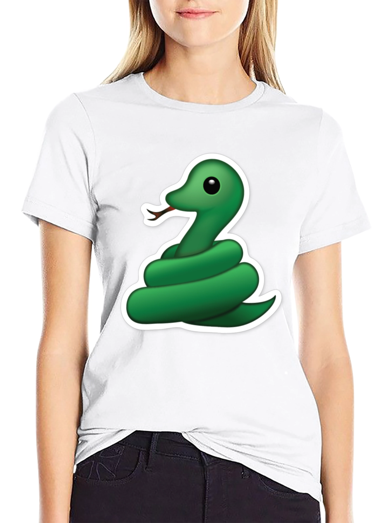 Cool Snake Emoji Graphic Tee - Black T-Shirt