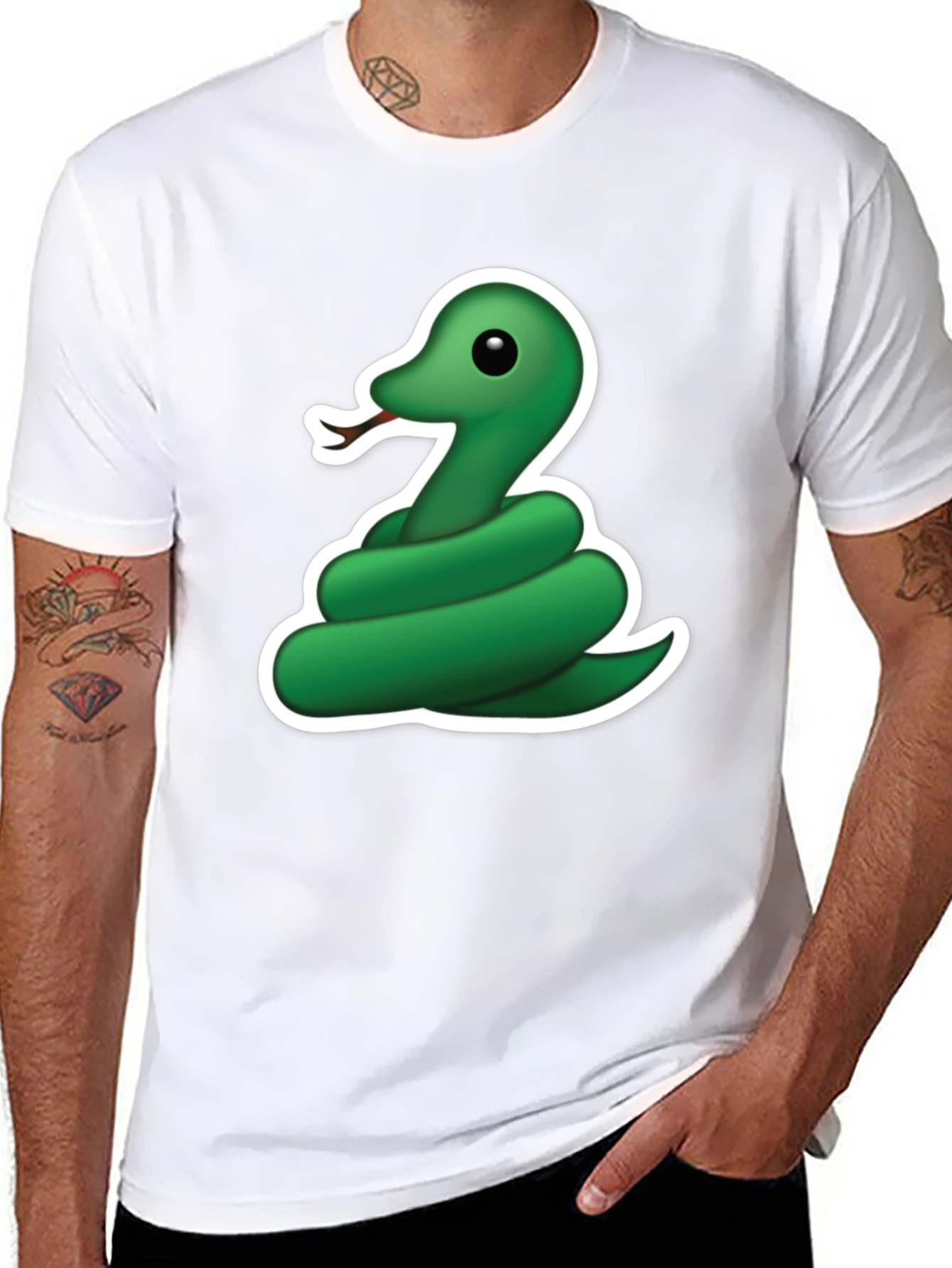 Cool Snake Emoji Graphic Tee - Black T-Shirt