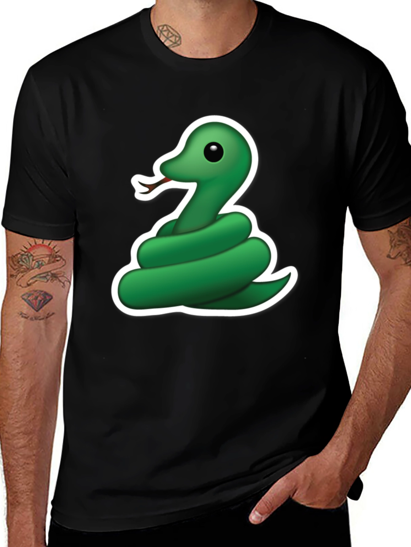 Cool Snake Emoji Graphic Tee - Black T-Shirt