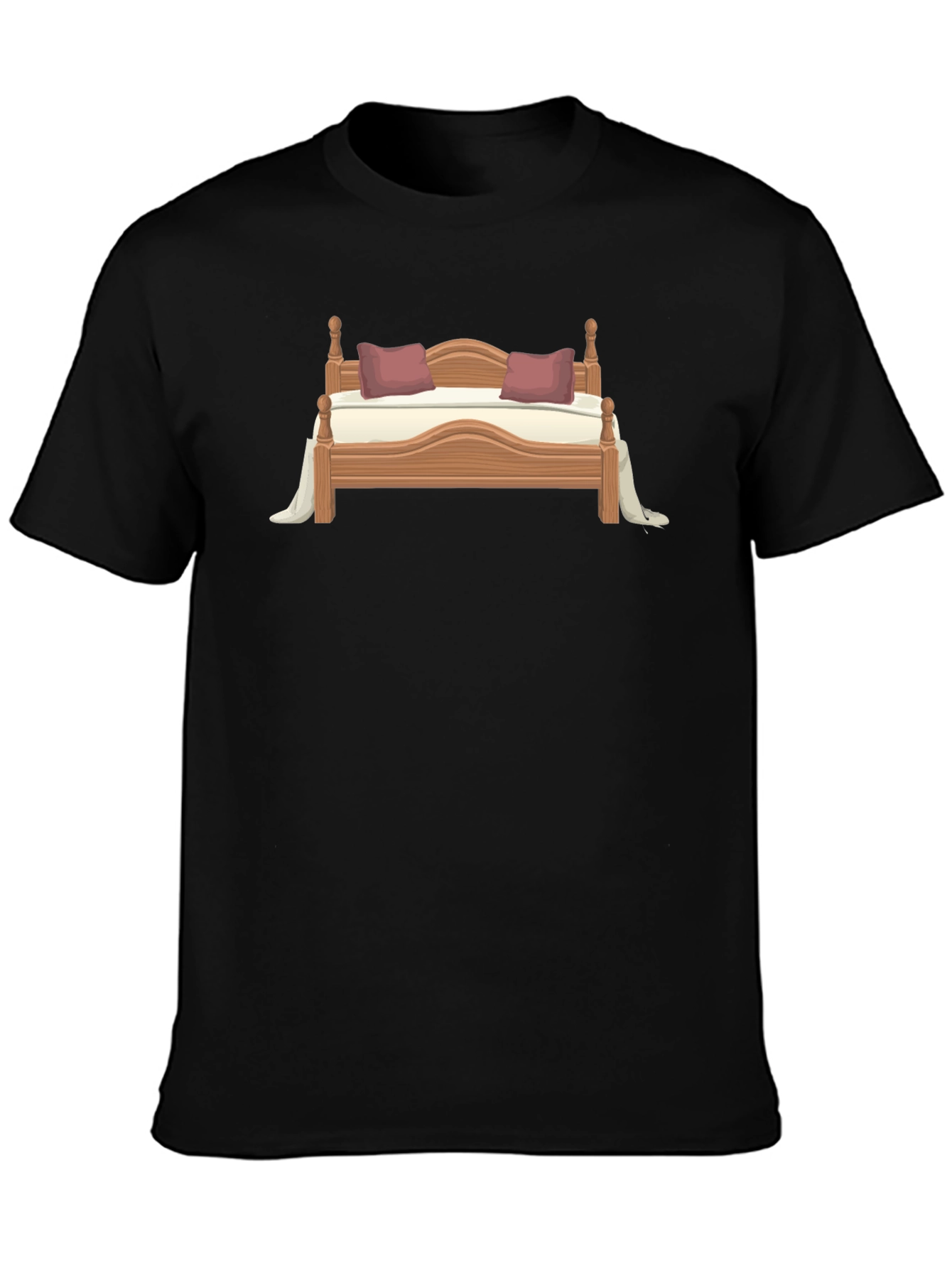 Novelty Bed Graphic T-Shirt - Casual Style