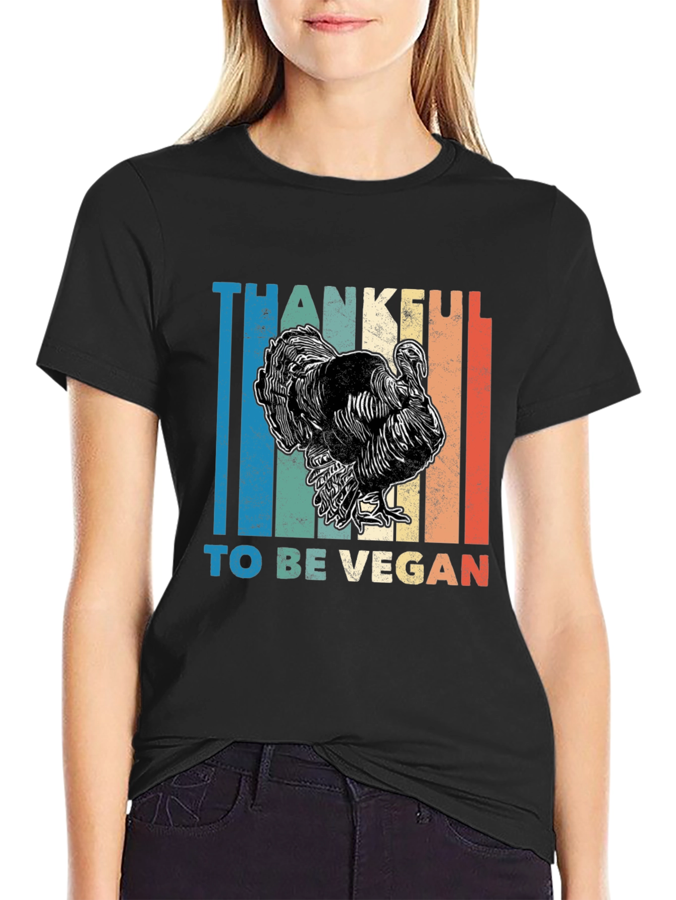 Thankful to Be Vegan T-Shirt Turkey Design
