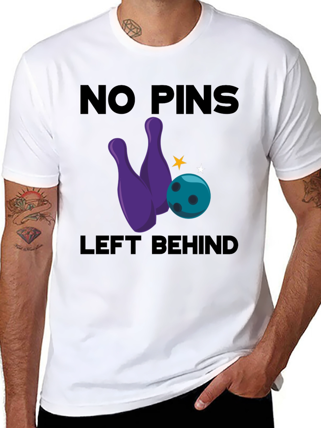 No Pins Left Behind Bowling Graphic T-Shirt