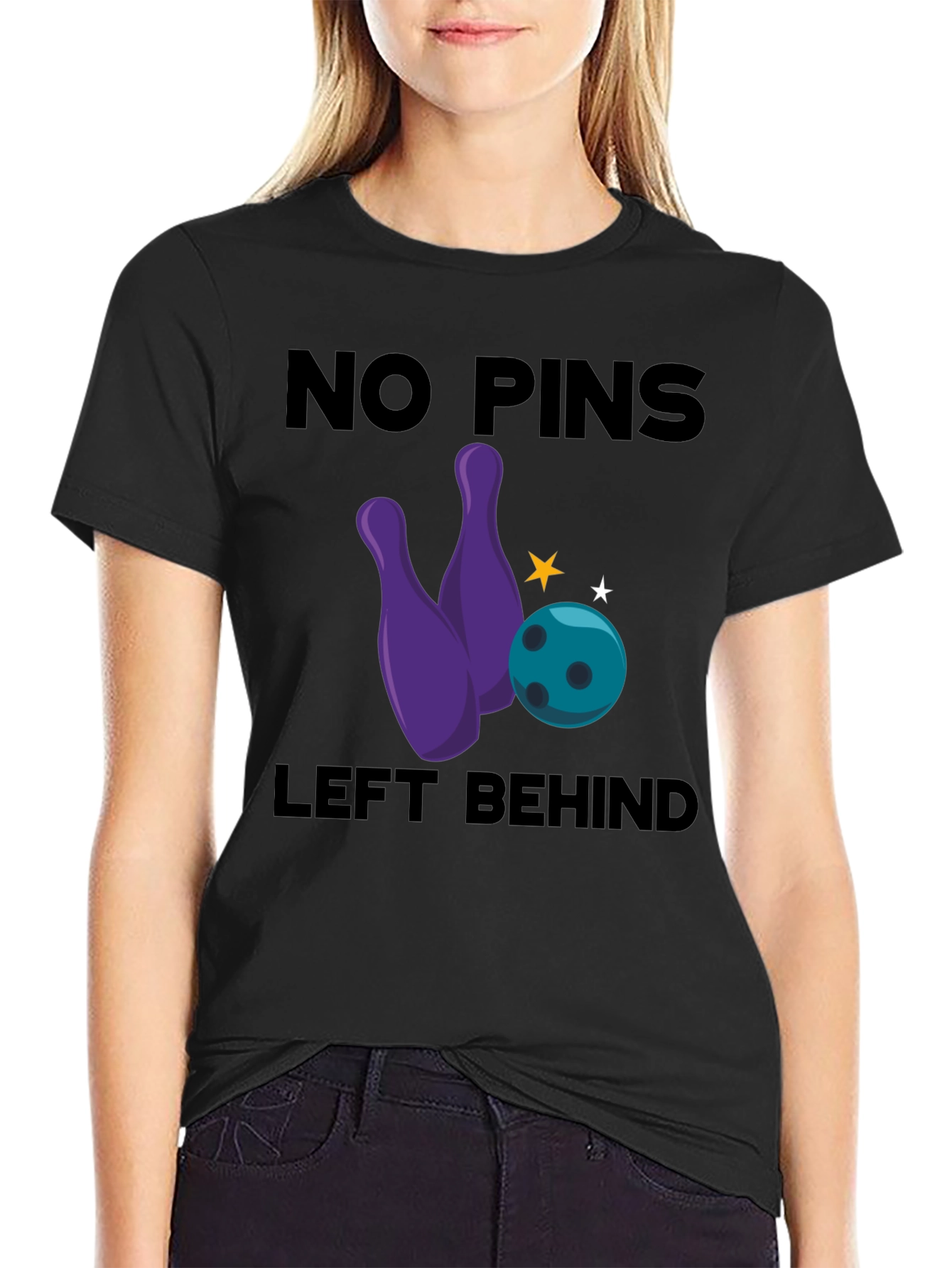 No Pins Left Behind Bowling Graphic T-Shirt