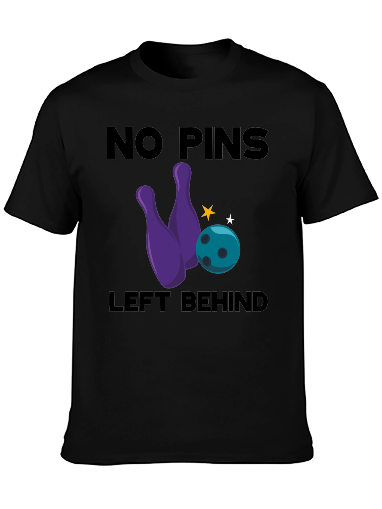No Pins Left Behind Bowling Graphic T-Shirt