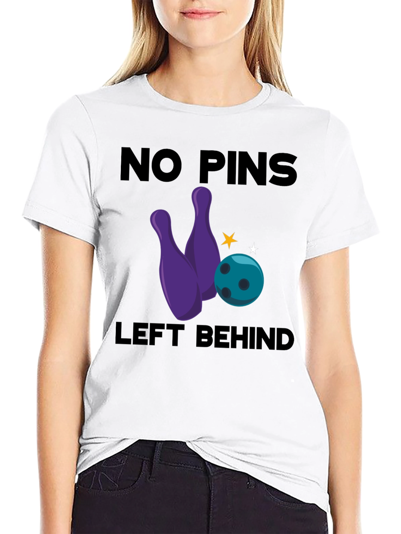 No Pins Left Behind Bowling Graphic T-Shirt