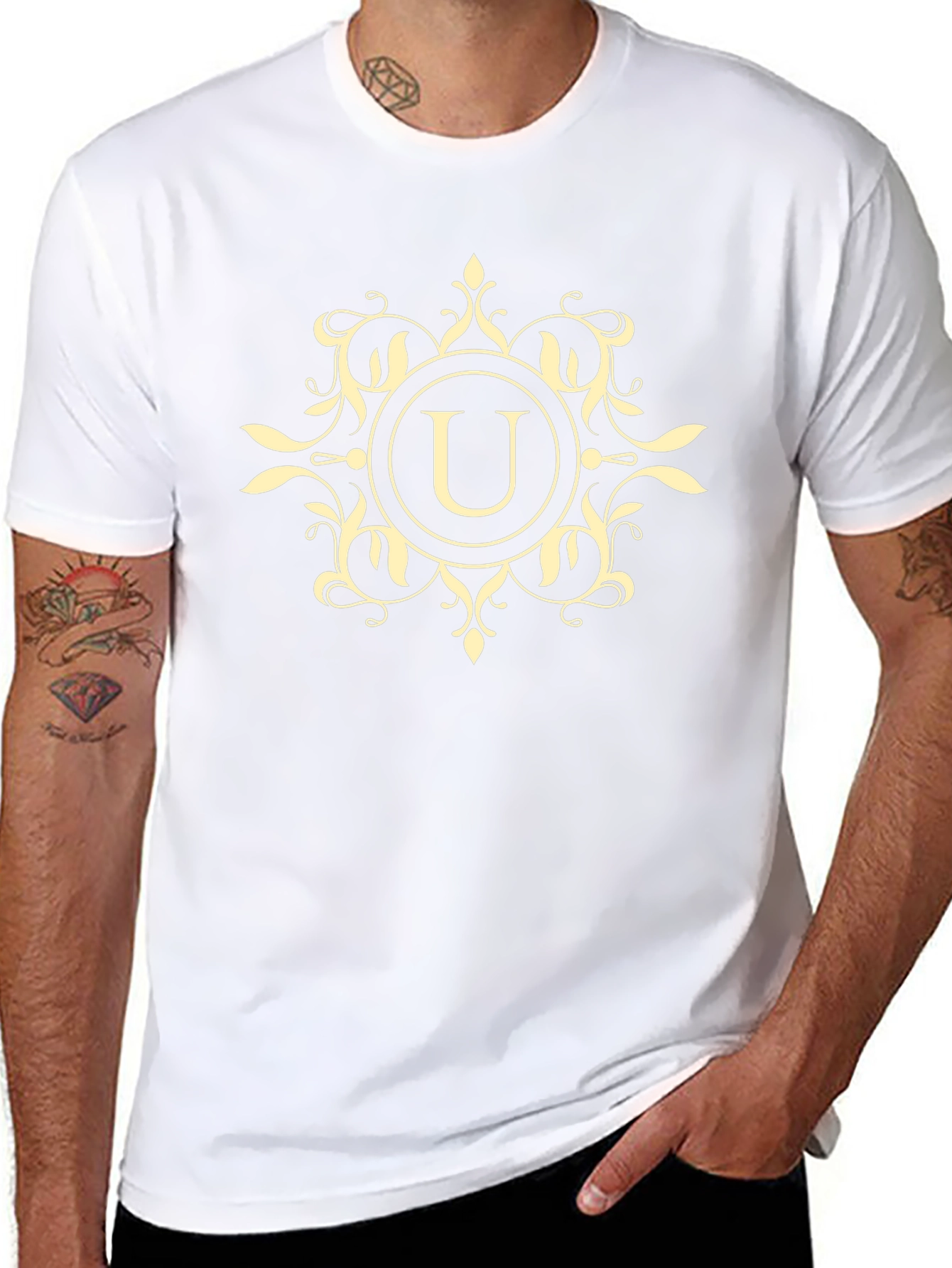 Monogram U Graphic T-Shirt - Stylish Black Tee