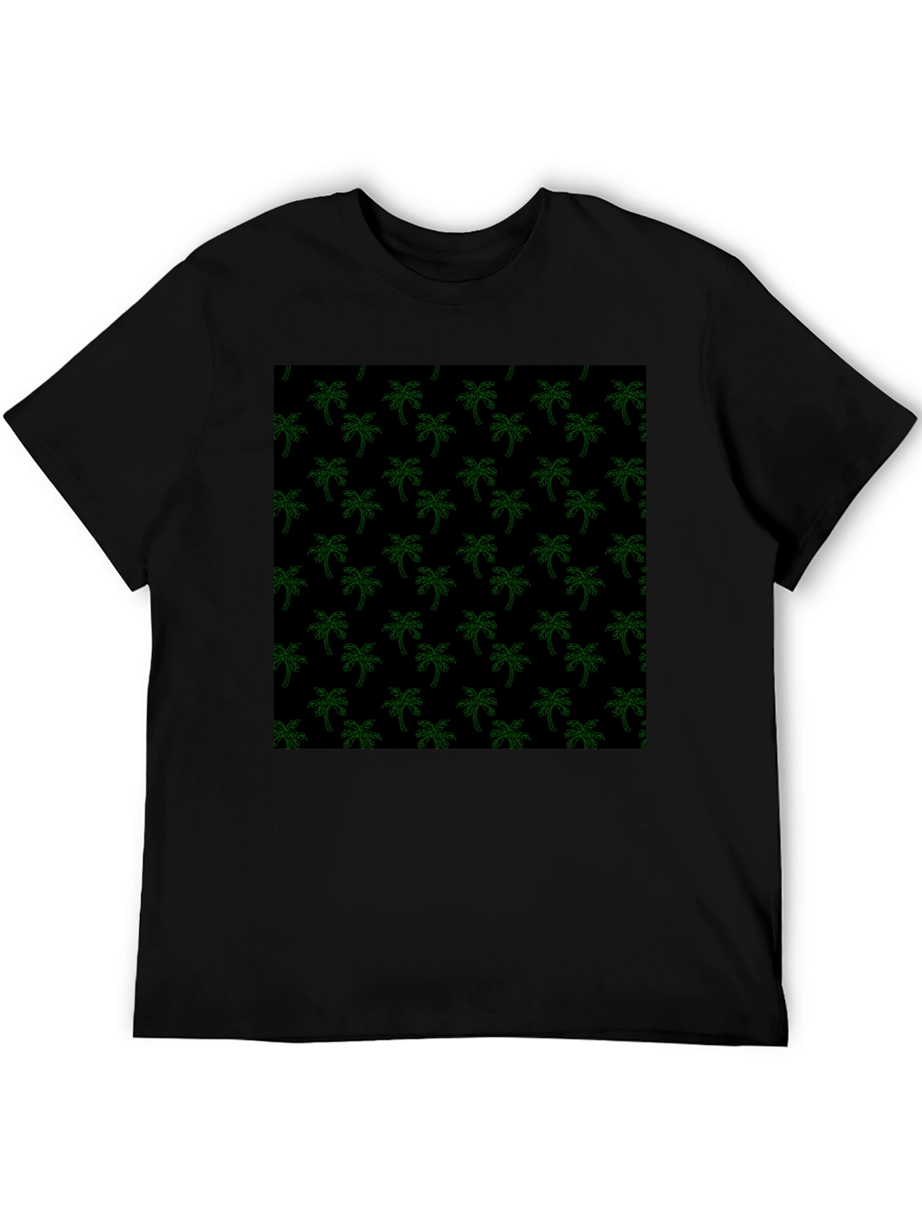 Tropical Palm Tree Print Black Tee