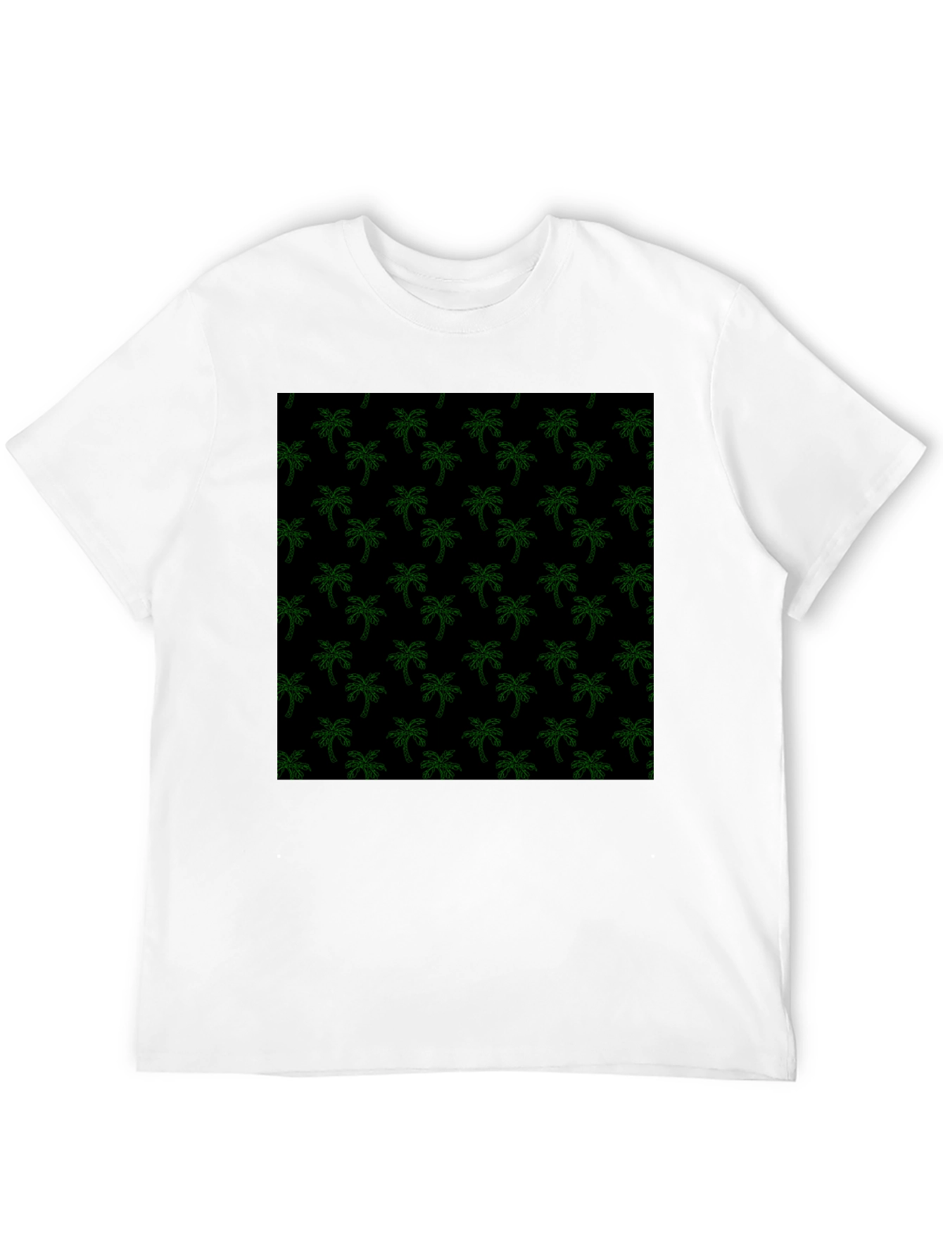 Tropical Palm Tree Print Black Tee
