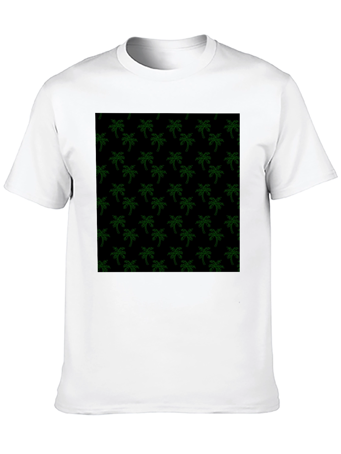 Tropical Palm Tree Print Black Tee