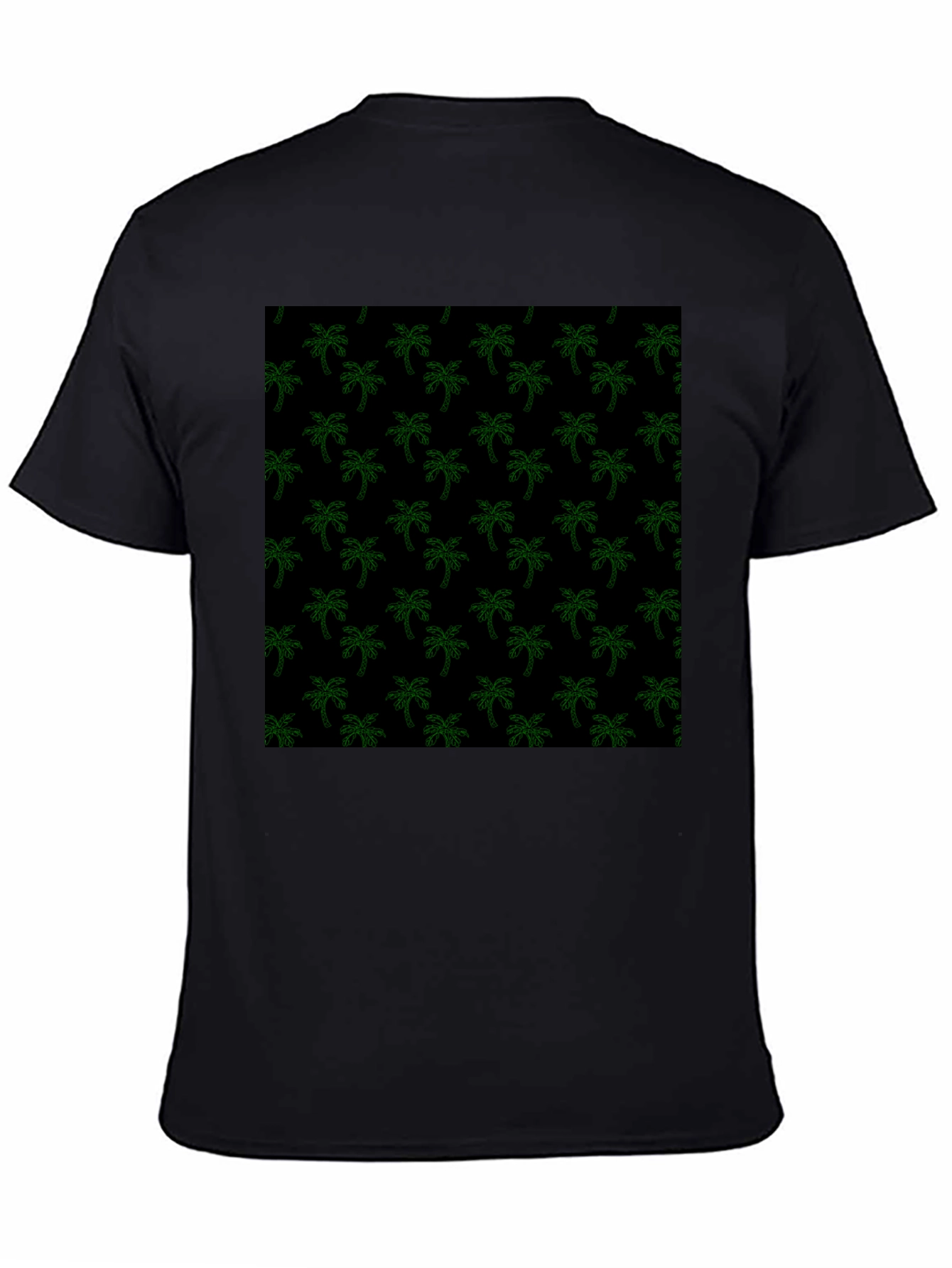 Tropical Palm Tree Print Black Tee