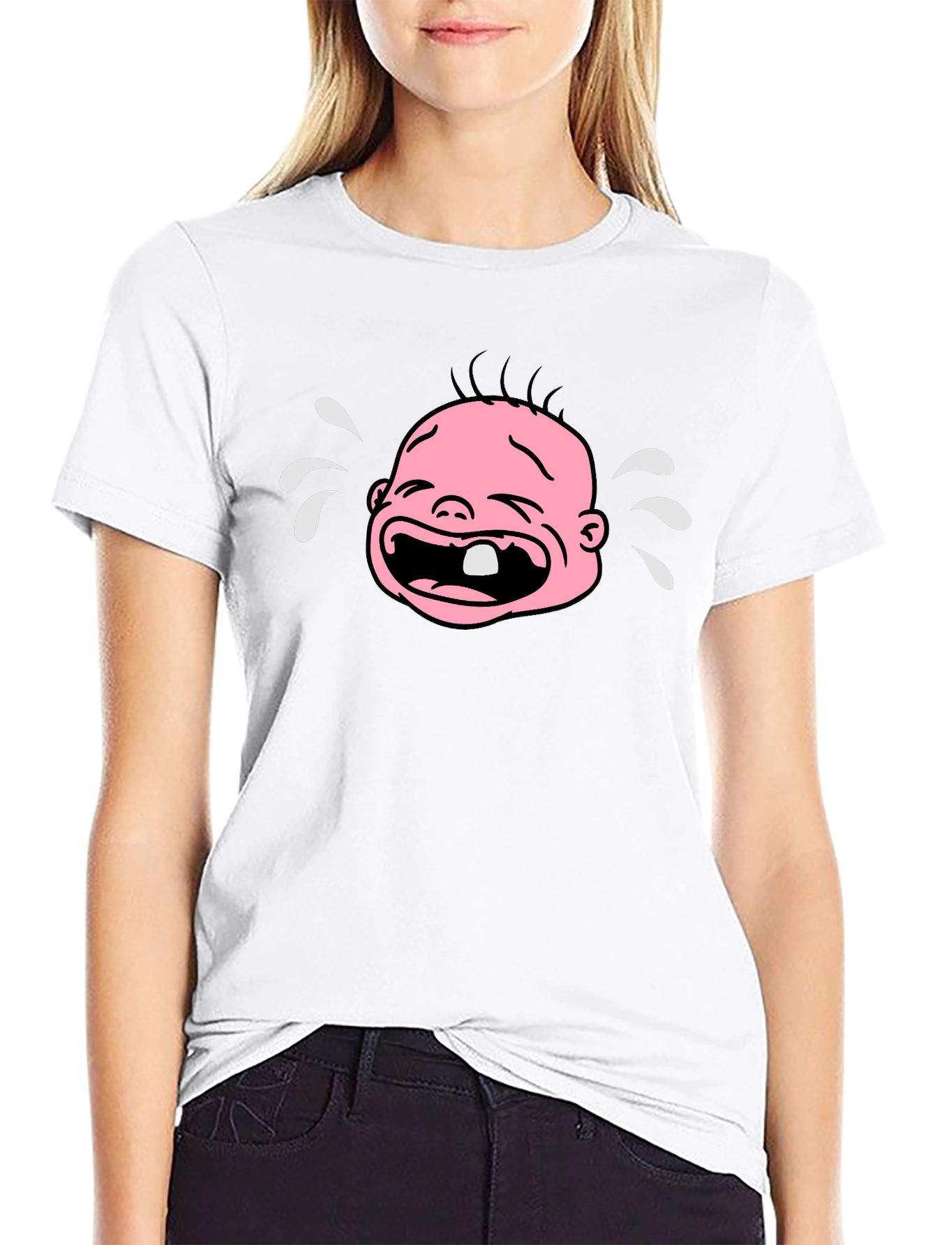 Crying Baby Graphic T-Shirt - Black Cotton Tee